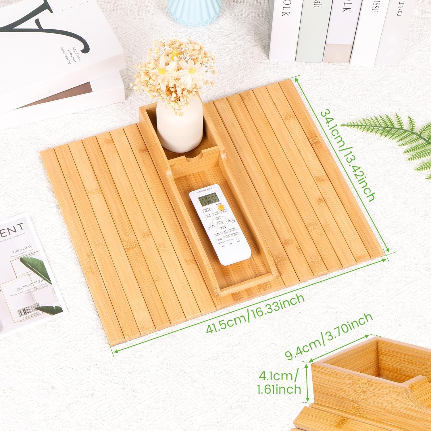 Bamboo Couch Cup Holder, Couch Tray & Cup Holder for Drink & Snack, Versatile Couch Drink Holder & Sofa Armrest Tray with Cup Holder, Protection Armrest Tray for Cups Snacks Remote Control