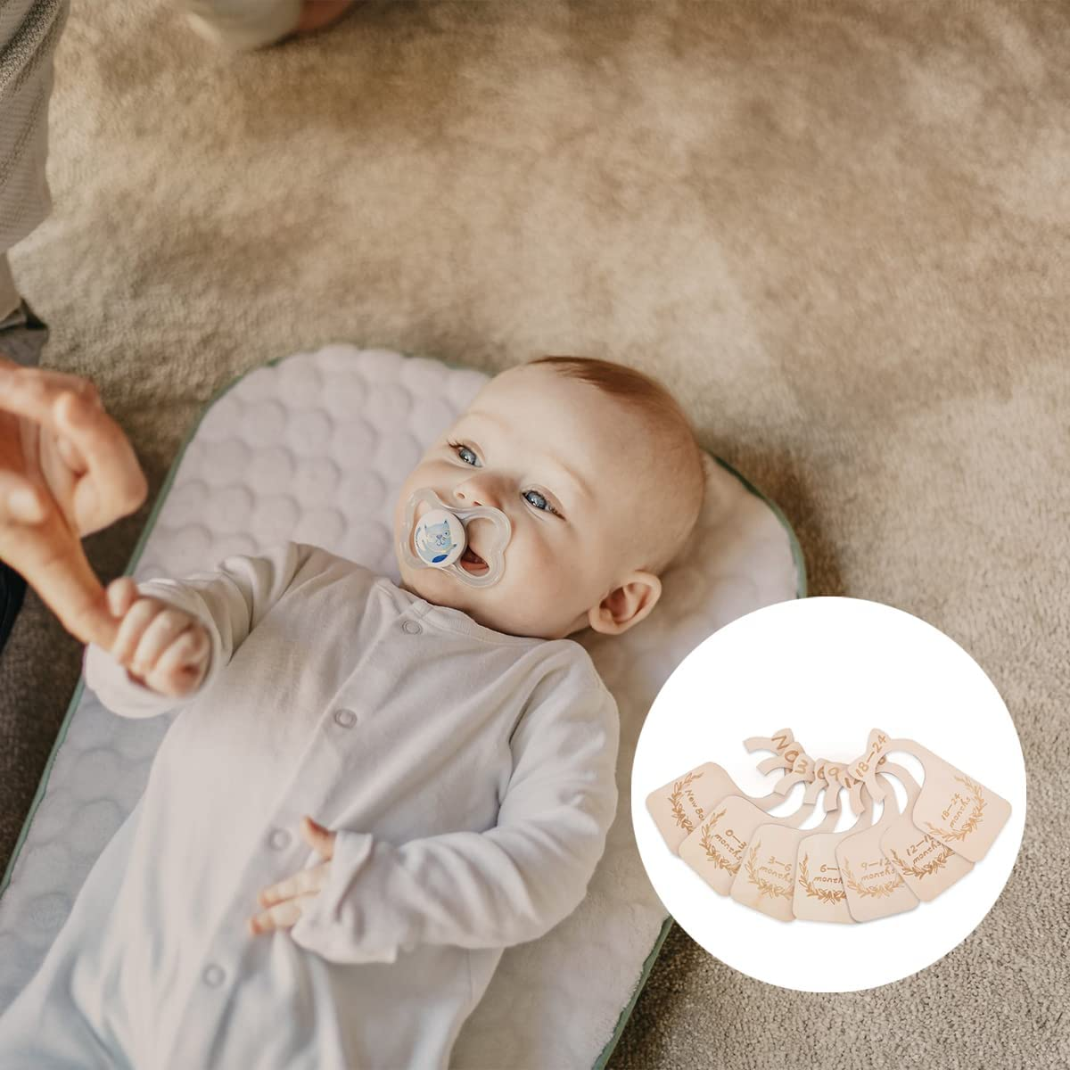 Baby Closet Size Divider, 7 Pcs Wooden Baby Closet Hanging Nursery Wardrobe Divider Hangers for Newborn Infant to 24 Months image number 4