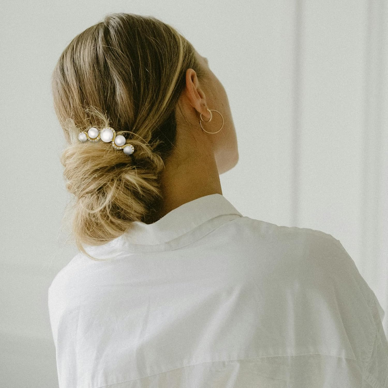 4Pcs Pearls Twist Hair Pins French U Shape Hair Side Combs Metal Hair Fork Decorative Hairpins Updo Hair Sticks Clip Accessories for Wedding Brides Bridal Bridesmaids Women Girls image number 1