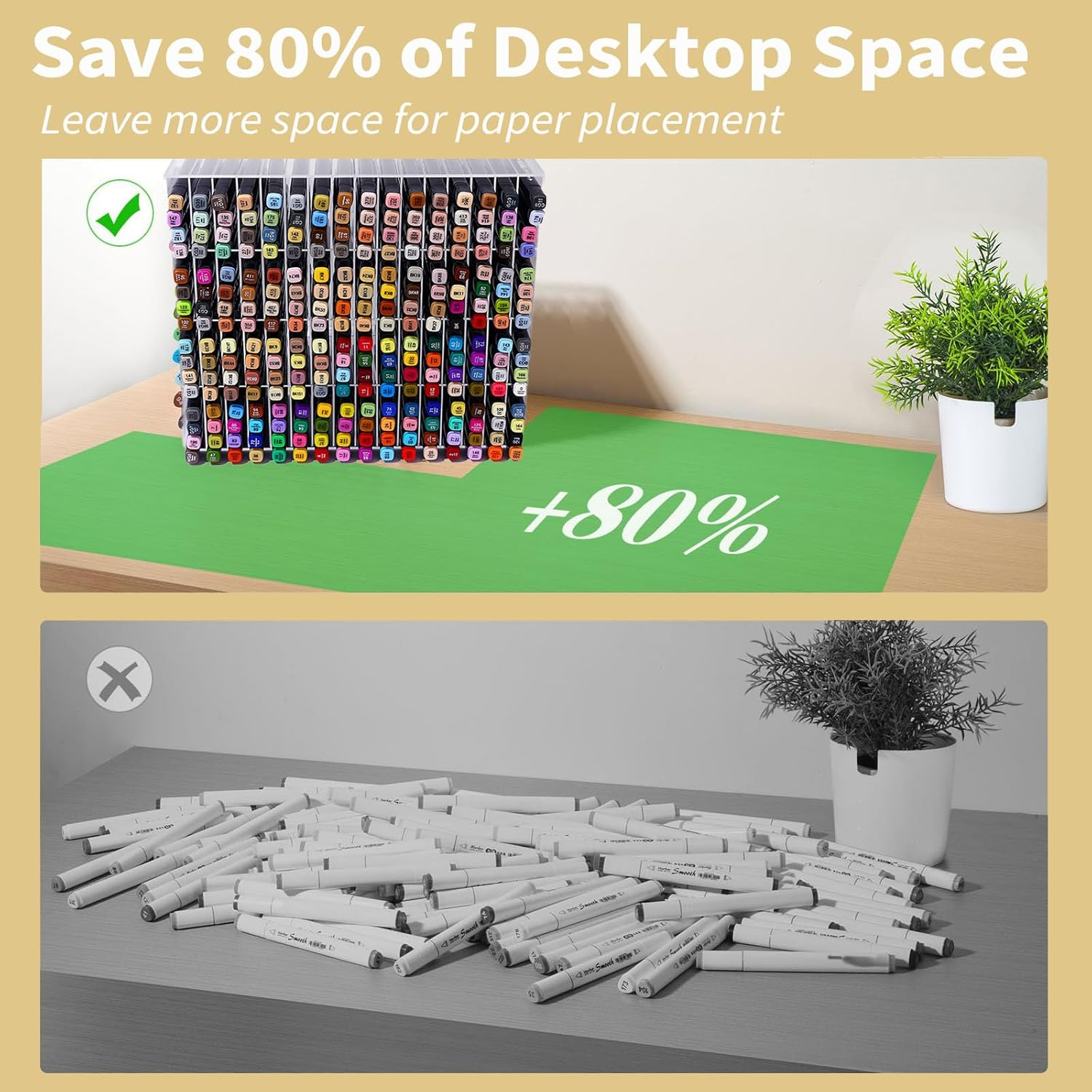 256 Markers Acrylic Marker Organizer, Clear Pencil Holder Markers - Large Horizontal Art Marker Storage Rack for Desk, Vertical Marker Holder Shelf for Acrylic Paint Pens image number 2