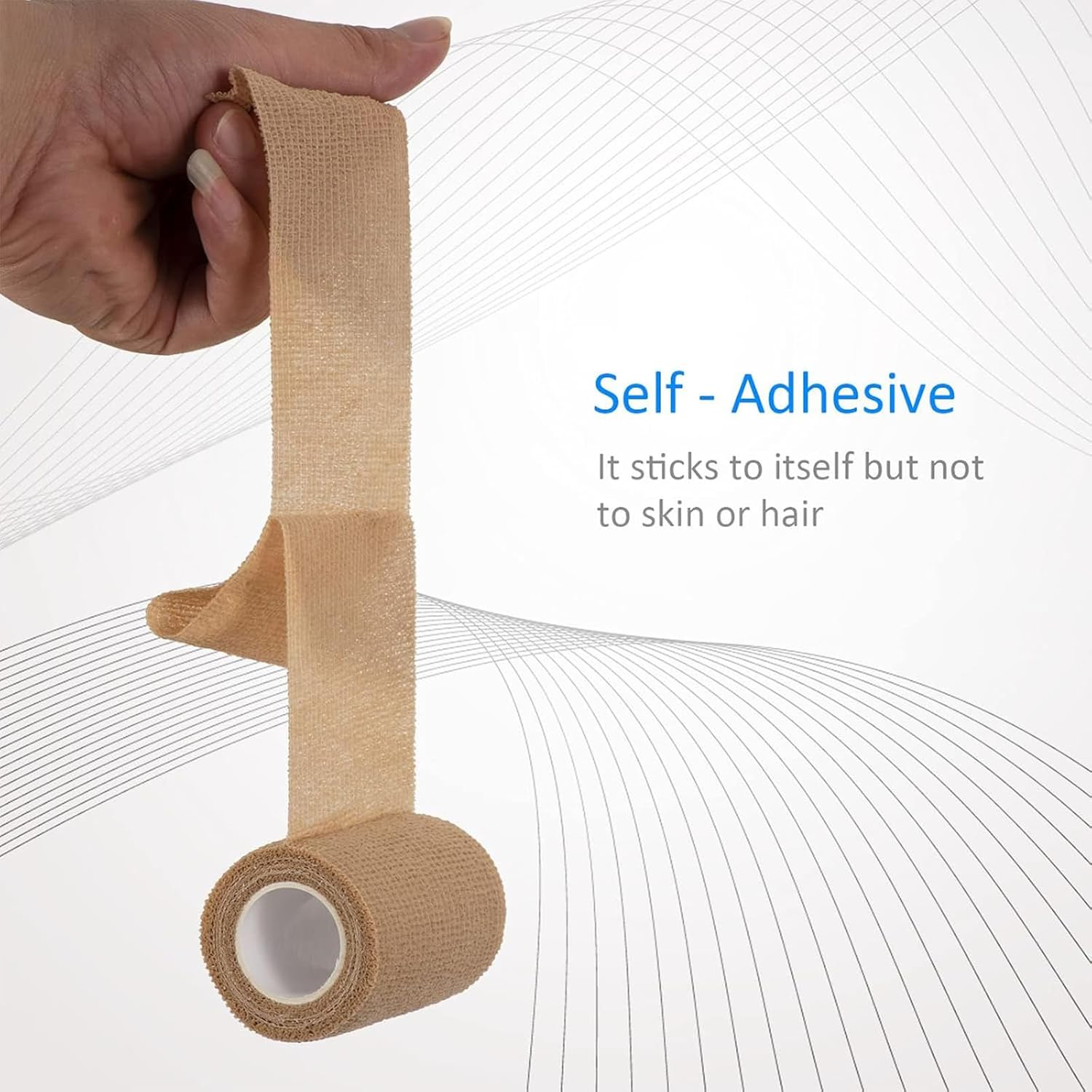 8PCS Cohesive Bandage, Compression Bandage, Strapping Tape, 5Cm X 4.5M Skin Tone, Self Adhesive Bandage for Sports, First Aid, and Athletic Support image number 2