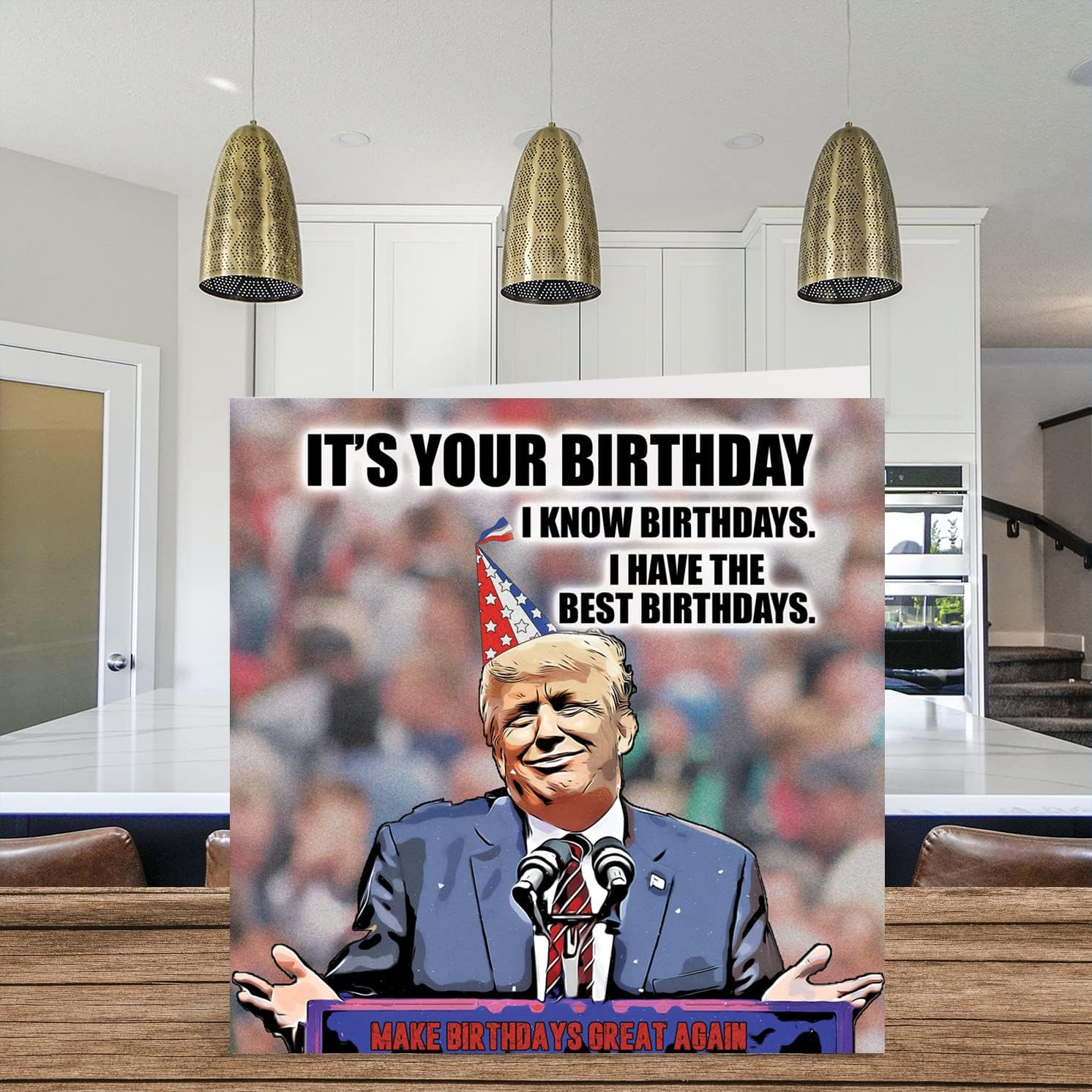 Funny Donald Trump Birthday Cards for Men Women - Trump Birthdays - Joke Happy Birthday Card for Friend Mum Dad Brother Sister Colleague Nan Grandad, 145Mm X 145Mm Banter Humour Bday Greeting Cards image number 6