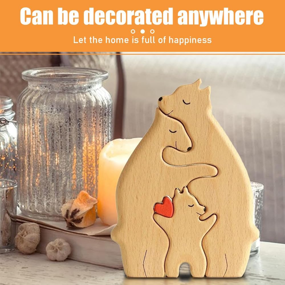 Wooden Bears Puzzle,Wood Love Animal Puzzle Decoration,3 Hug Wooden Bear,For Birthday Christmas, Anniversary Mother Day, Father Day image number 4
