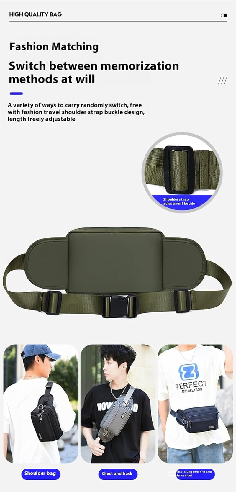 Fanny Pack for Women Men, Large Capacity Waist Wallet Bag, Adjustable & Waterproof Bum Belt Pouch for Travel, Running, Shopping, Hiking, Dog Walking, Cycling, Climbing, Black image number 3