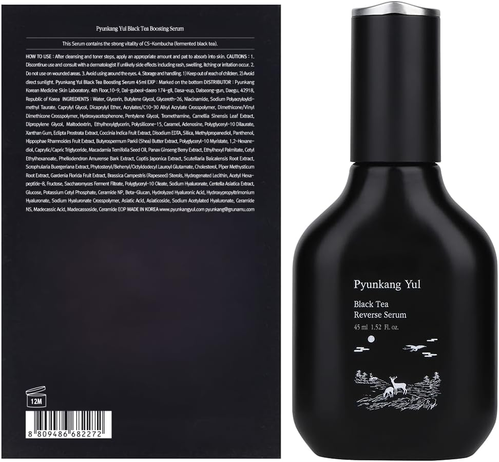 Pyunkang Yul [PKY] Black Tea Boosting Serum for Anti-Aging, Condensed Nutrition for Fine Line Care with Kombucha, Ginseng Fruit Extract, Zero-Irritation, Korean Skincare (1.52 Fl. Oz, 45Ml) image number 6