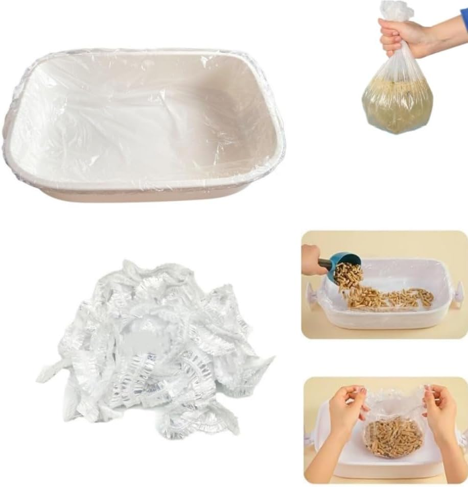 FACAING 50 PCS Disposable Small Animal Cage Liners, Hamster Tray Liner,Rabbit Tray Film Liner,Pig Cage Toilet Plastic Film image number 2