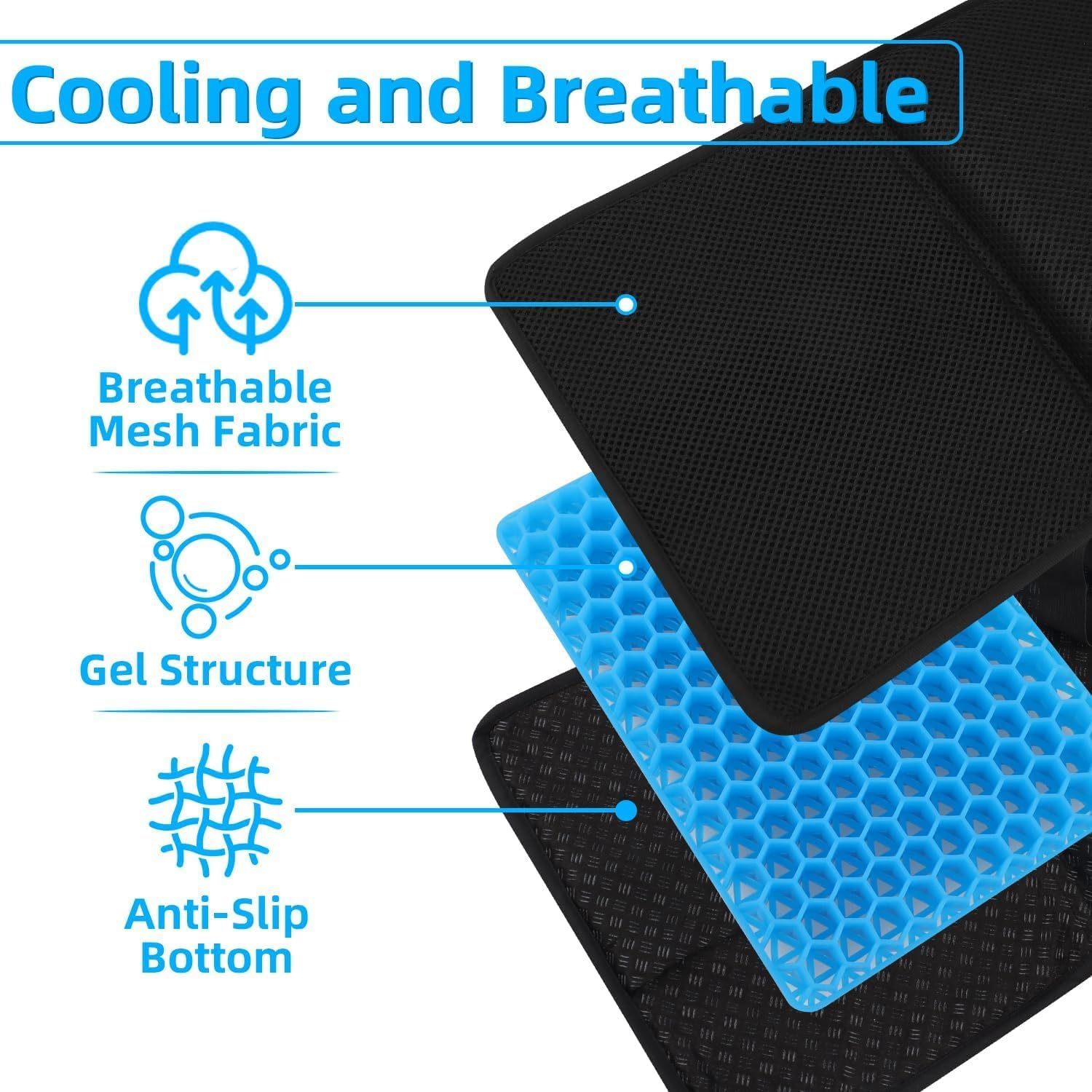 Travel Essentials Gel Seat Cushion-Foldable Pressure Relief Cushion with Breathable Honeycomb Design | Portable Car & Office Seat Pad | Non-Slip Train,Wheelchair (Cool & Comfortable) image number 5