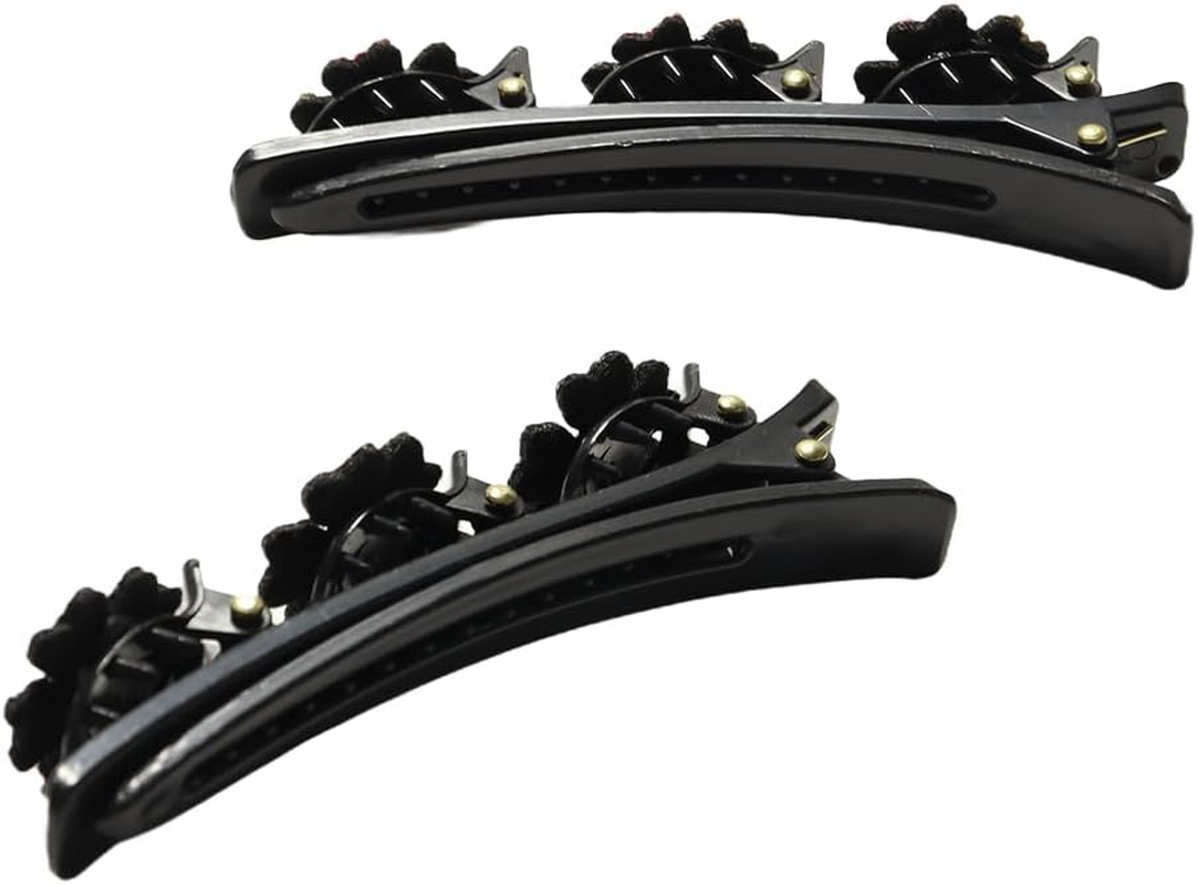 Enwye 6 Pieces Braided Hair Clips with Sparkling Crystal Stones New Double Layer Braids Hair Accessories for Women and Girls