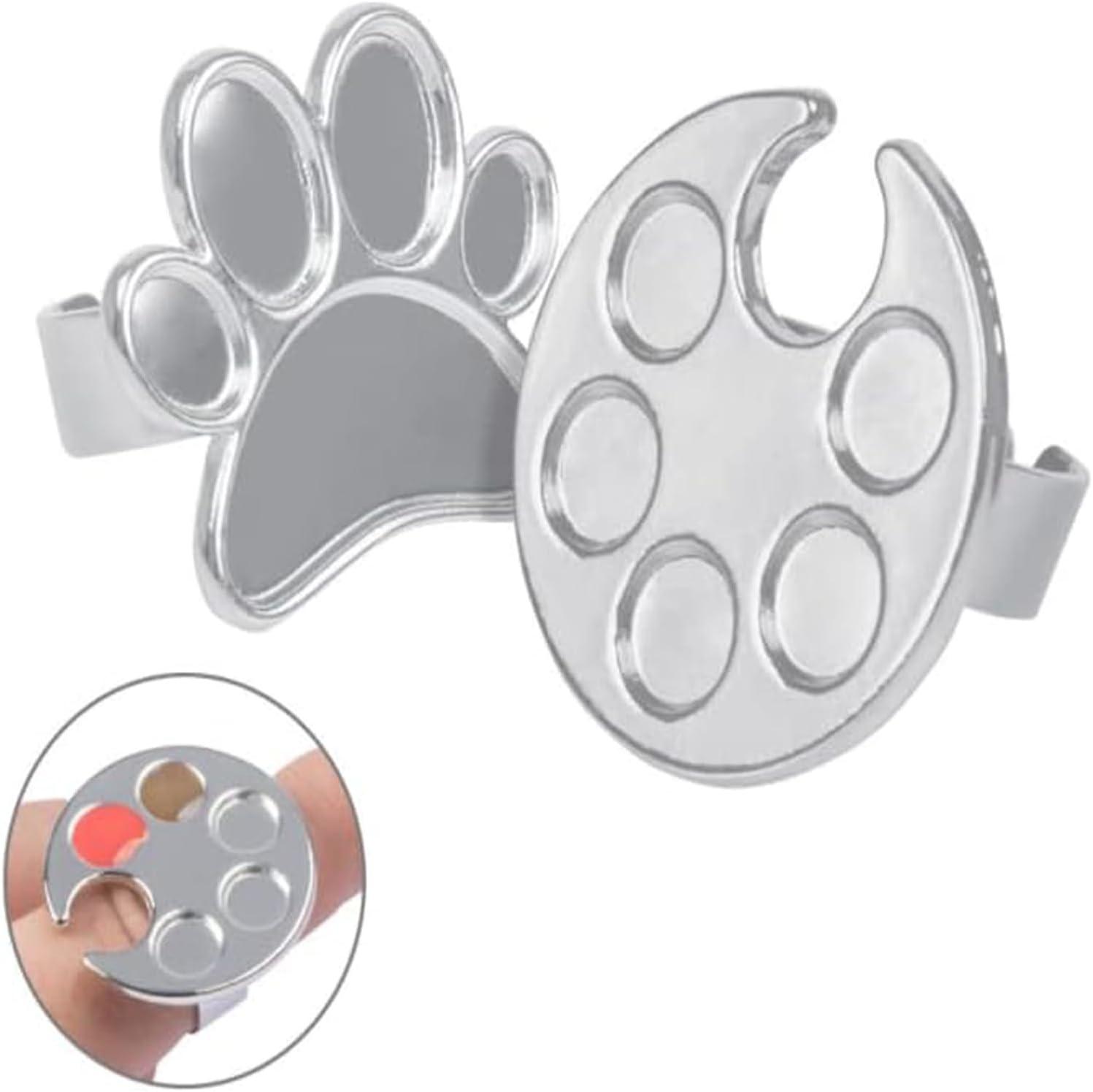 2 Pcs Mini Nail Art Polish Holder Nail Art Palette Rings Mixing Acrylic UV Gel Polish Painting Drawing Color Palette Manicure Tools image number 2