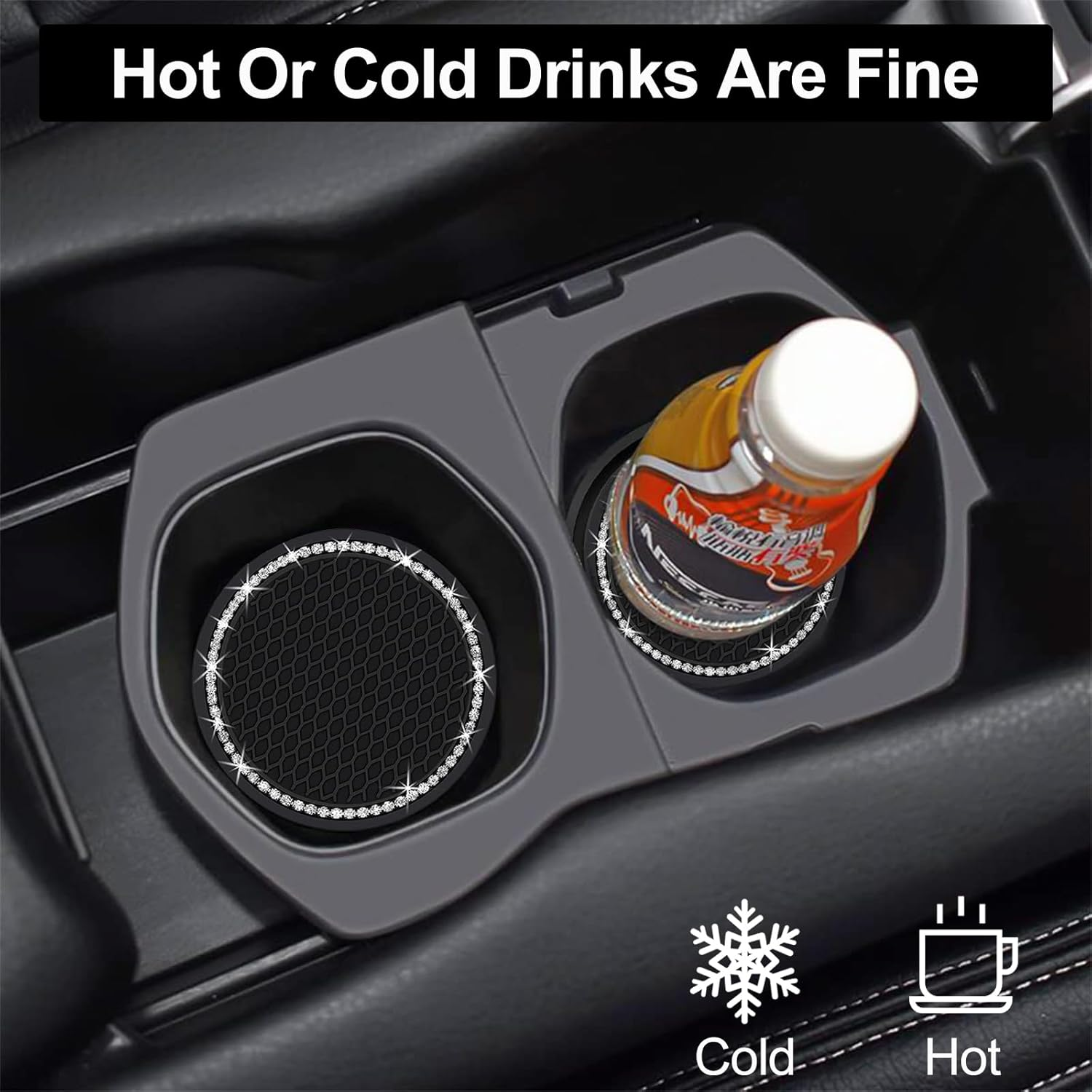 Upgraded Car Cup Holder Coaster, 4Pcs Car Cup Expanding Holder Adapter Insert Coaster Car Drink Extender Auto Interior Accessories for 2.75" Mug Cup/Bottle Mat image number 6