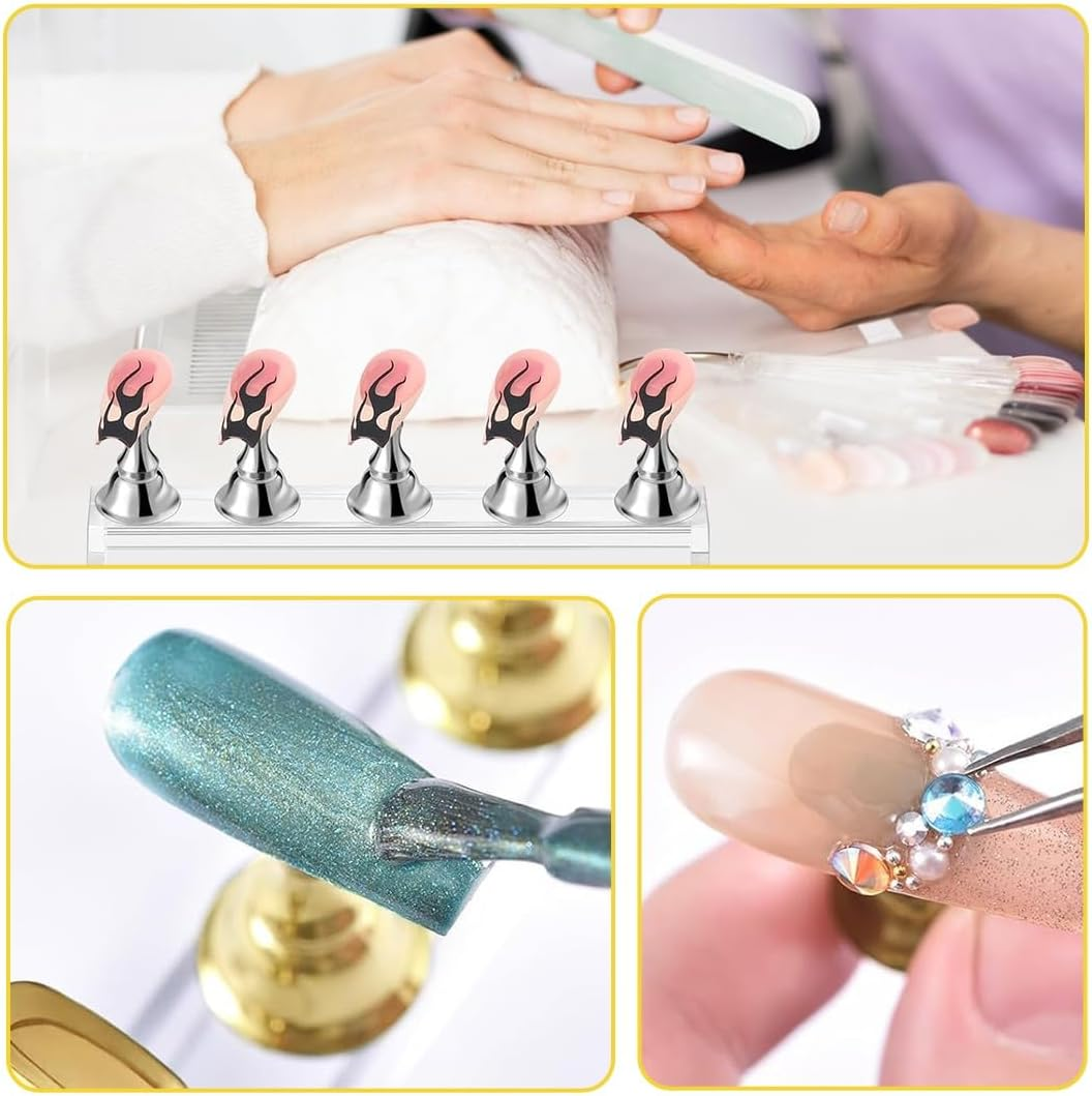 JEYORZY Set of 2 Nail Stands, DIY Nail Art Set, Press on Nails Set, Display Nail Practice Stand, Magnetic Nail Tips Holder, DIY Nail Art Stand, Comes with 200 Stickers image number 5