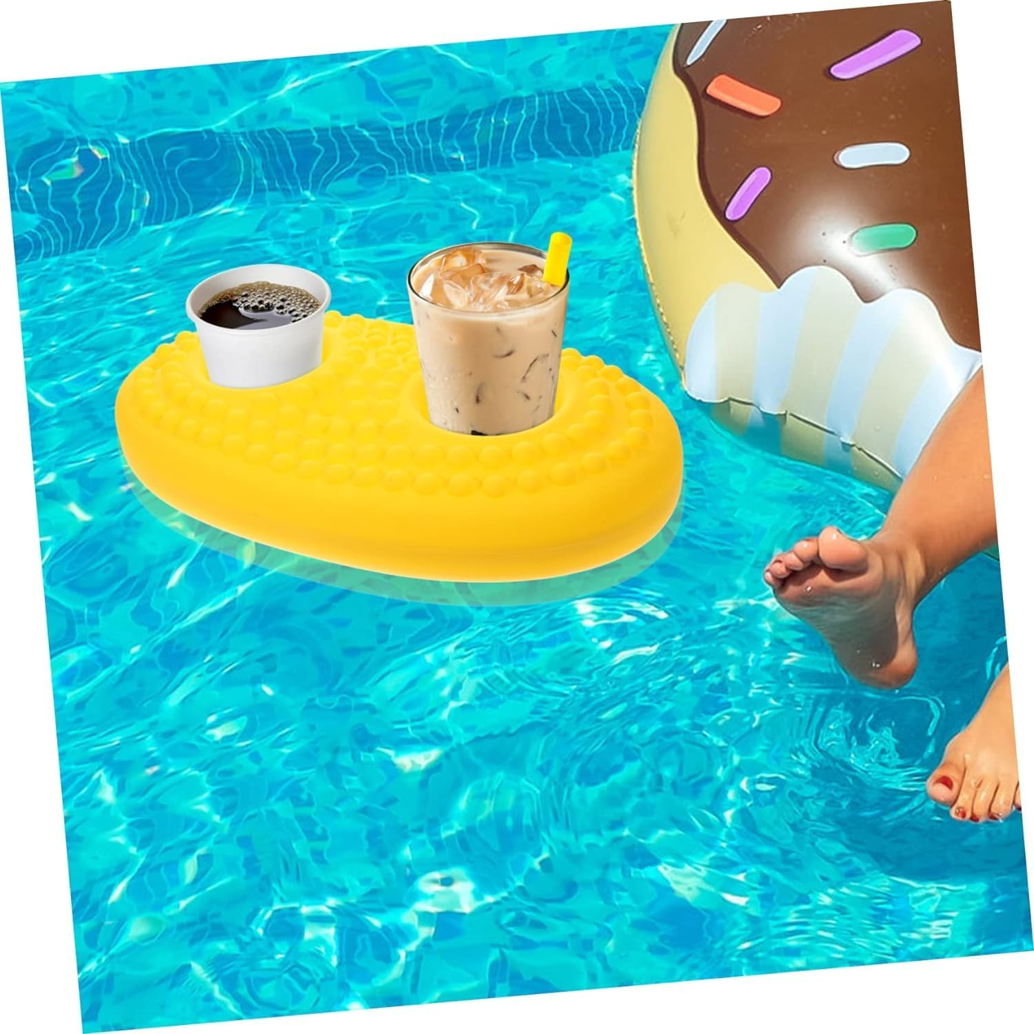 Pool Cup Base Beach Cup Holder Pools for Inflatable Toys for Pool Float Drink Caddy Summer Pool Party Favors Floating Drink Tray Floating Cupholders Pool Supplies Drinks image number 5