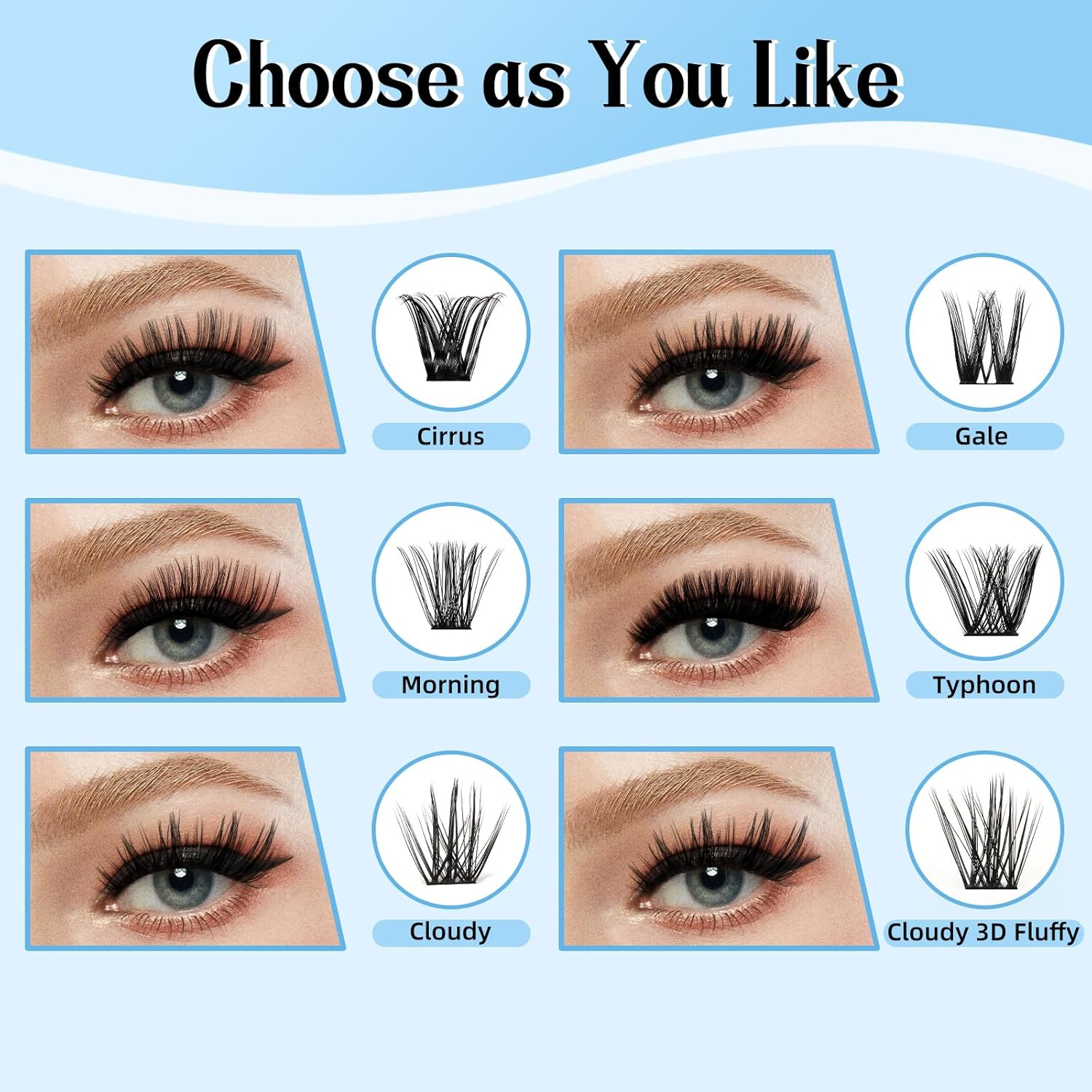 Kevkev DIY Lash Extension Kit Lash Clusters Kit 84 Pcs Cluster Lashes with Lash Bond and Seal 5 Ml Lash Glue Remover Overnighter Seal and Lash Applicator for DIY Eyelash Extension(Cloudy Kit,D-8-16Mix) image number 1