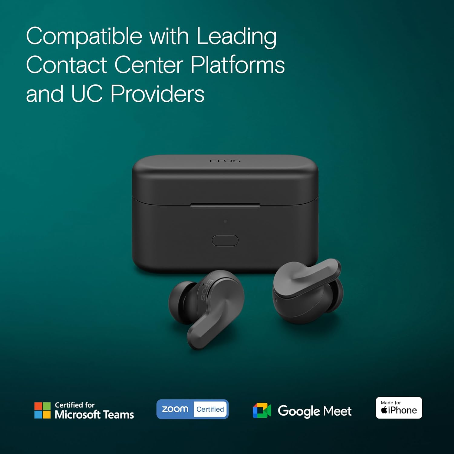 EPOS Adapt E1 Black Wireless In-Ear Headphones - Hybrid ANC, Multi-Point Bluetooth, Microsoft Teams & for Iphone Certified, 50H Battery, Wireless Charging, Semi-Open, USB C Dongle IPX5 Waterproof image number 1