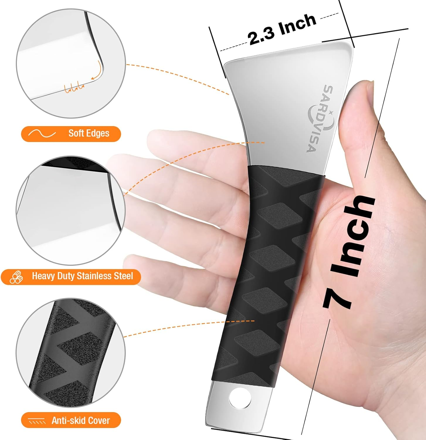 SARDVISA Auto Trim Removal Tool, Pro Heavy Weight Stainless Steel Metal Pry Board, Car Interior Easy Removal Pry Tool for Door Panel, Window, Fastener, Audio Dashboard, Clips, Baseboard image number 6