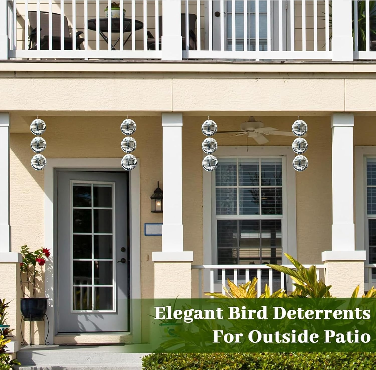 Bird Scare Devices, 9 Pack 3D Stainless Steel Reflective Bird Scare Discs, Sparkly Wind Spinners Outdoor Garden Decor, Keep All Birds Away Woodpeckers Pigeons from Your House Garden Boat Orchard (16) image number 4