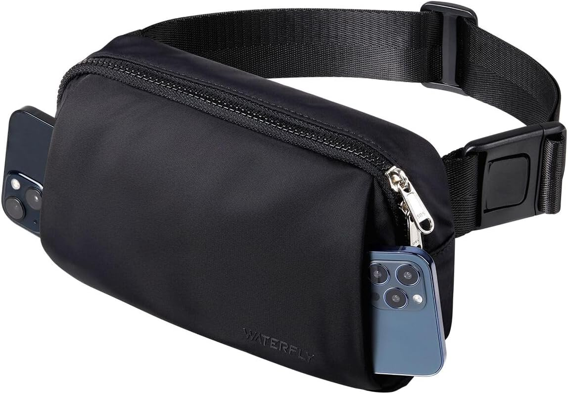 WATERFLY Bum Bag Belt Bag Men Women: Stylish Waist Bag Sport Fashion Crossbody Chest Bag Water-Repellent Small Hip Bag for Outdoor Travel Hiking Festival