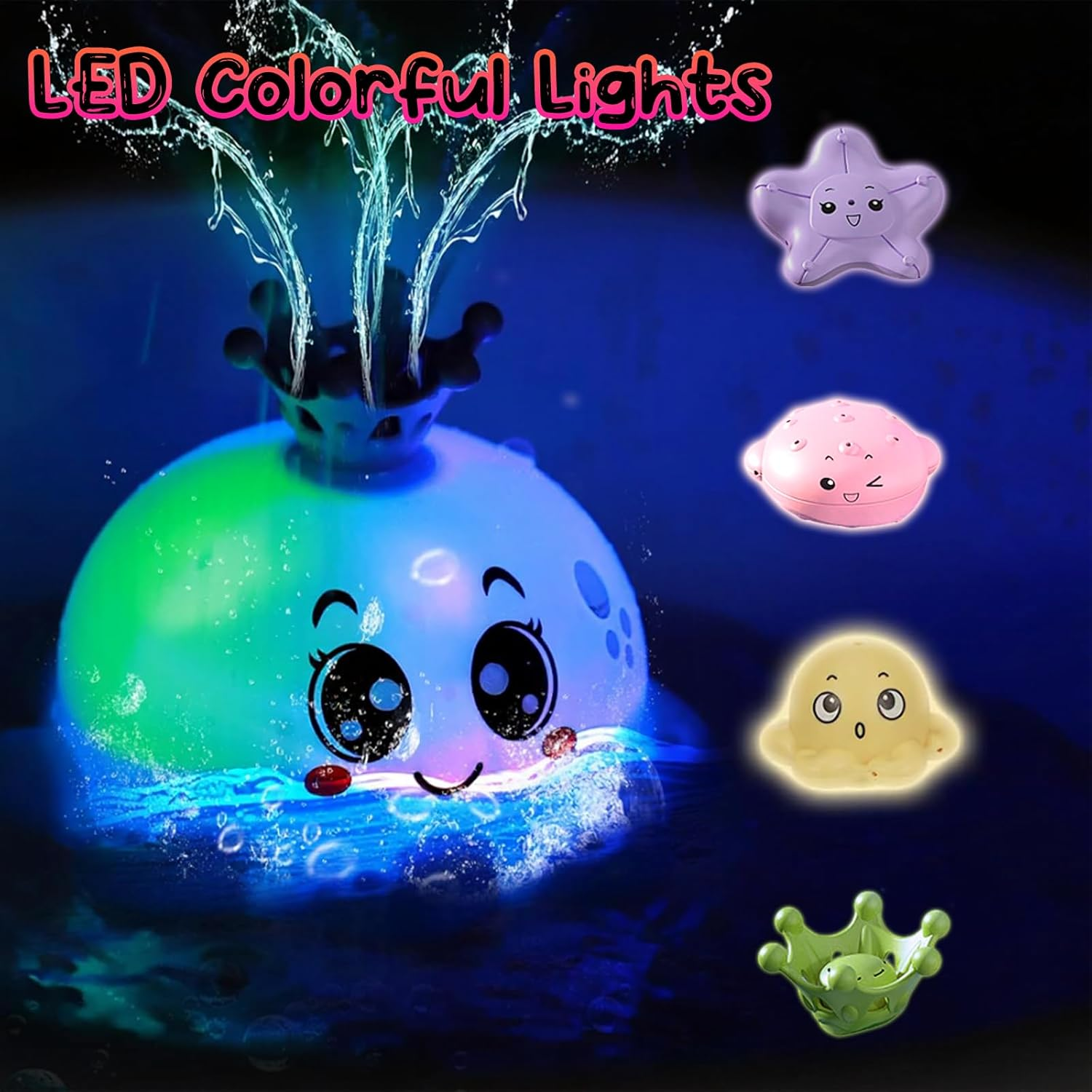 Light up Whale Bath Toys Sprinkler for Babies 6-12 12-18 Months or Kids Ages 1-3 2-4, Stuffers Infant Toddler Bath Toys for 1 Year Old Boys Girls 1St Birthday Gifts image number 5