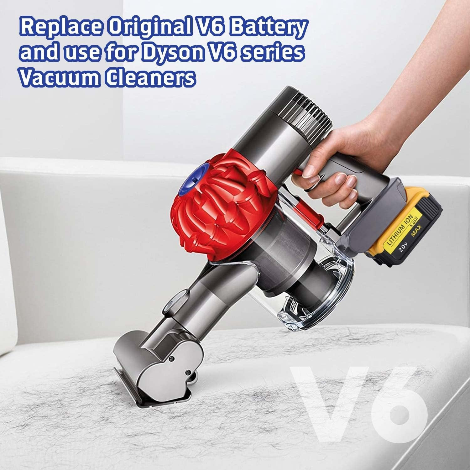Qinghong V6 Battery Adapter for Dewalt 20V Lithium Battery,For Dy-Son V6 Series Vacuum Cleaner, Convert for Dewalt 20V Battery to Replace for Dy-Son V6 SV03 SV04 SV09 DC62 DC59 image number 4