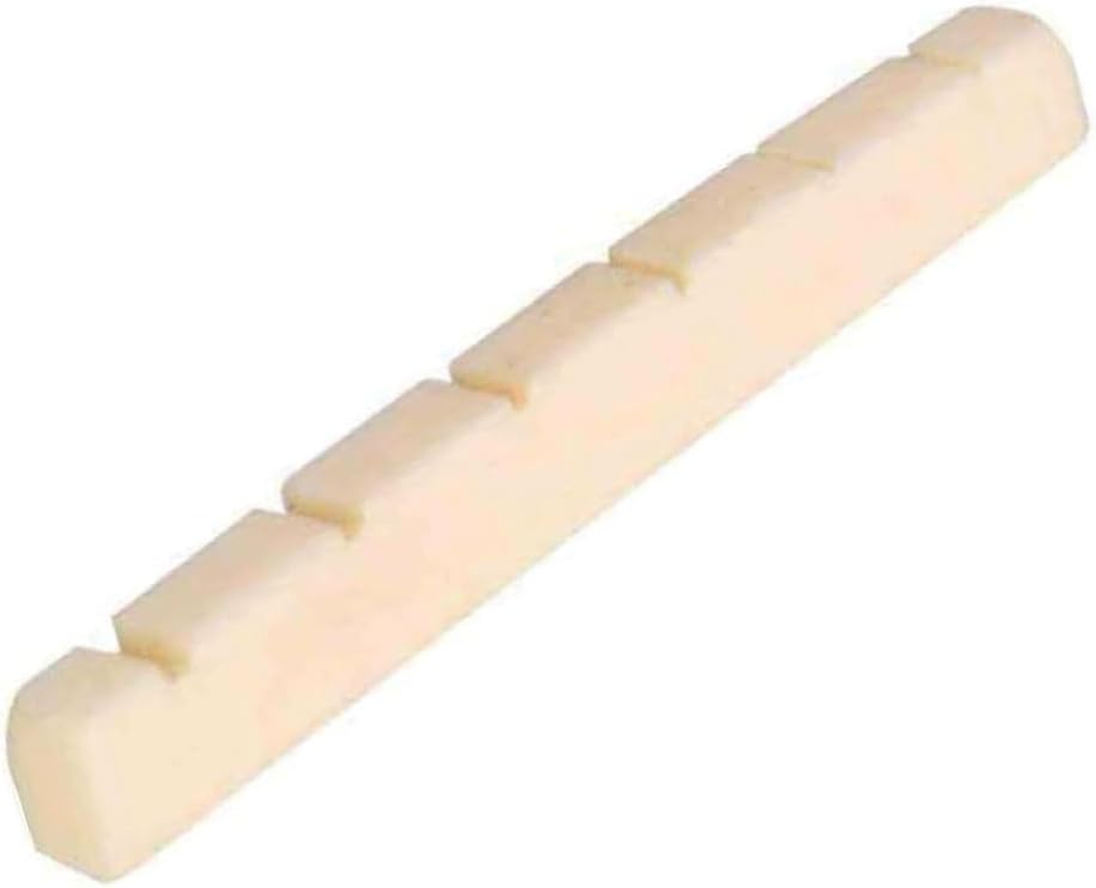 Alnicov Electric Guitar Bone Nut,42X3.5Mm Flat Bottom Pure Cattle Bone Slotted for 6 String Strat Tele Guitar Parts