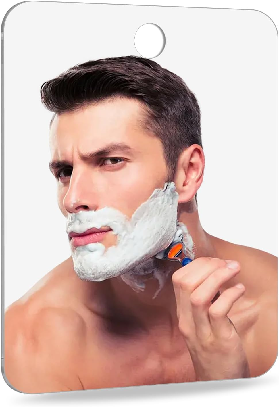 Shaving Mirror, Shatterproof Shower Mirror, Unbreakable Makeup Travel Camping Shaving Mirrors, Fog Free Wall Hanging Bathroom Shower Mirror for Shaving, Make-Up, Skin Care image number 6