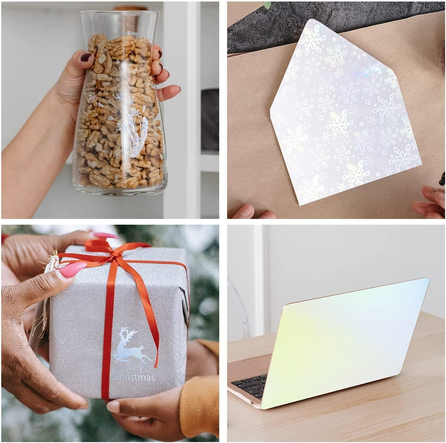 Yessmi Holographic Sticker Paper,16Pcs Vinyl Sticker Paper Rainbow Waterproof Sticker Paper,Rainbow Printable Paper,Rainbow Transparent,Rainbow YES639 YES639 image number 6