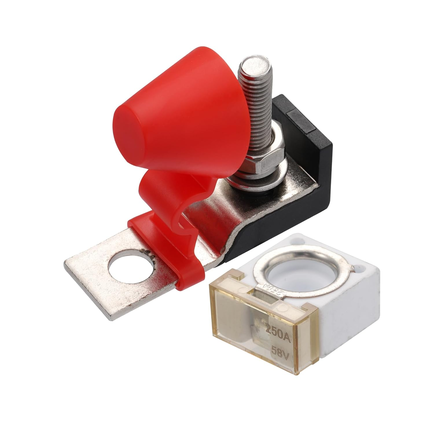 X AUTOHAUX 1 Set 250A Battery Fuse Terminal Fuse Block Kit Fuse Max Voltage 58V for Car Marine Boat RV image number 2