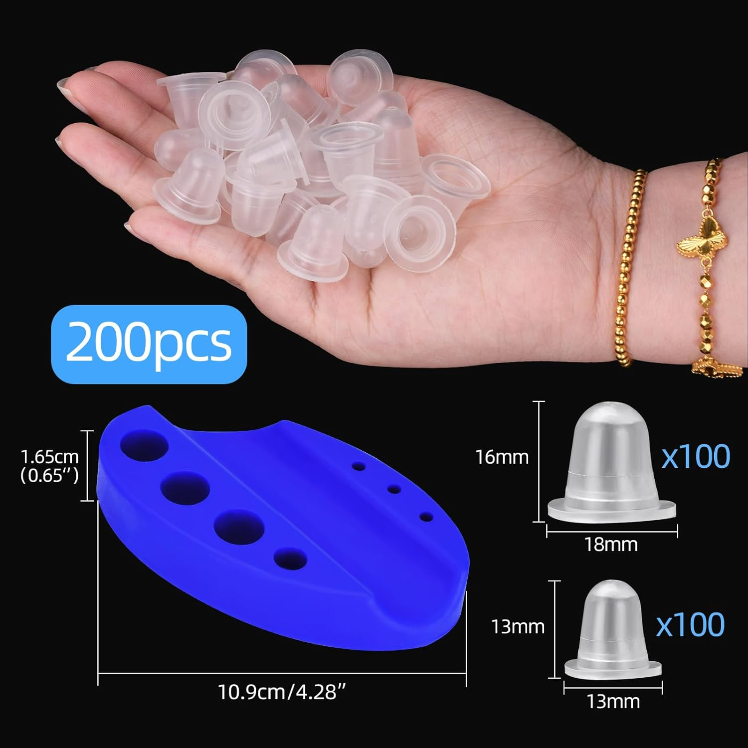 Tattoo Ink Caps 200Pcs Disposable Tattoo Ink Cups Silicone Pigment Ink Caps for Tattooing Pigment Cups for Microblading Tattoo Supply image number 6