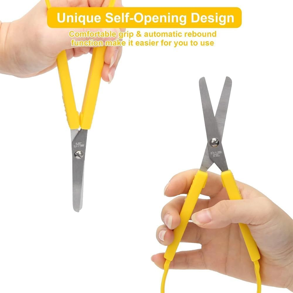 Isuperb 6 Pack Loop Scissors Grip Scissor for Kids, Teens and Adults, Easy Grip, Easy Opening, Adapted Scissors for Special Needs (6 Pack Loop Scissors) image number 5