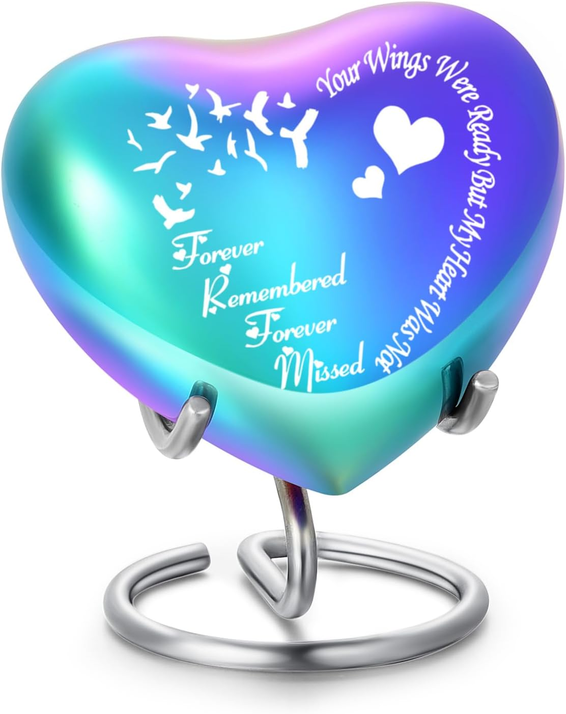 AIWENXI Pet Urn Memorial Container Jar Pot Urn Memorials Keepsake Pet Dog Cat Urn Mini Urn Memorial Urn for Cremation Ashes (Wings Silver)