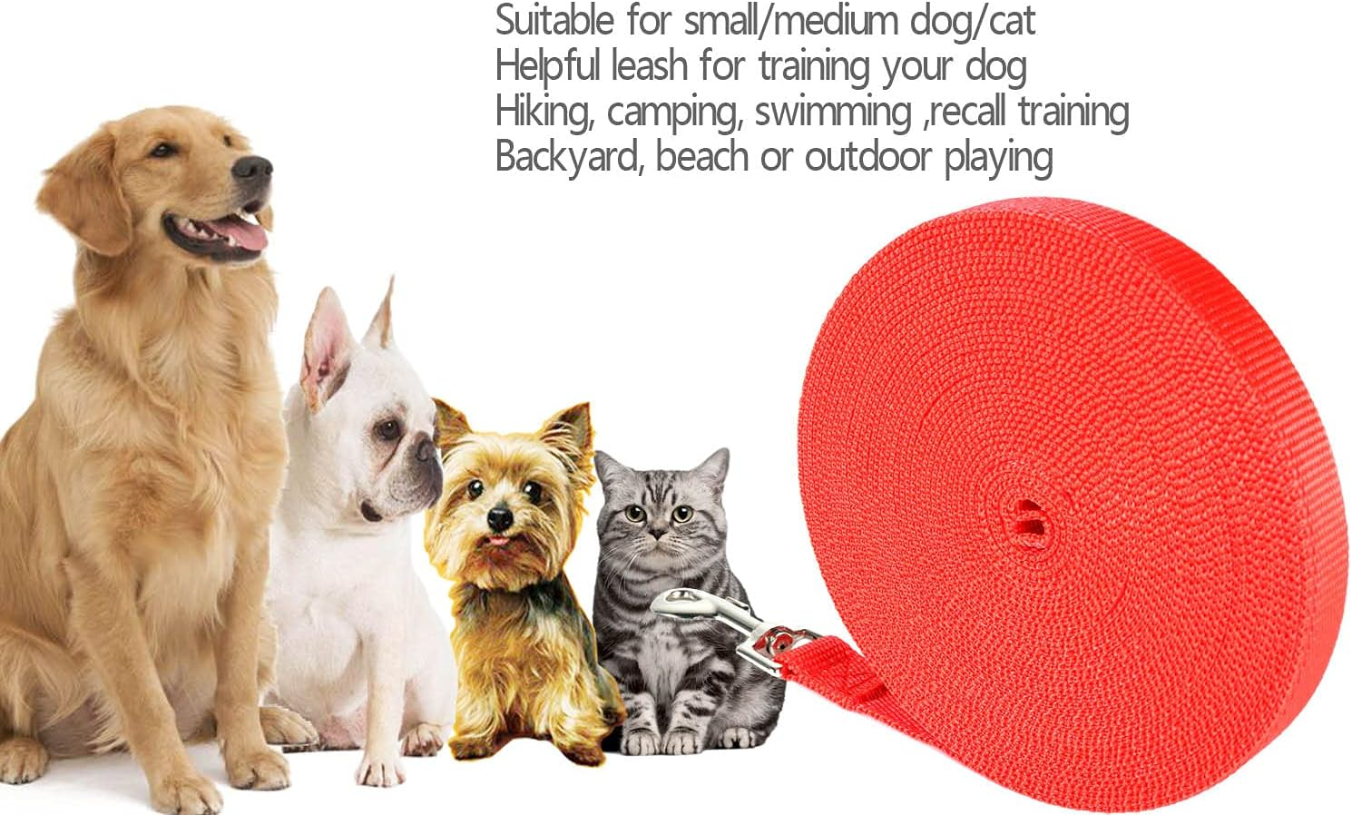 Navox Training Lead for Dog/Puppy 15M Red, Long Line Dog Lead, Nylon Long Dog Training Leash for Pet Recall, Hiking, Camping,Hunting, Backyard image number 5