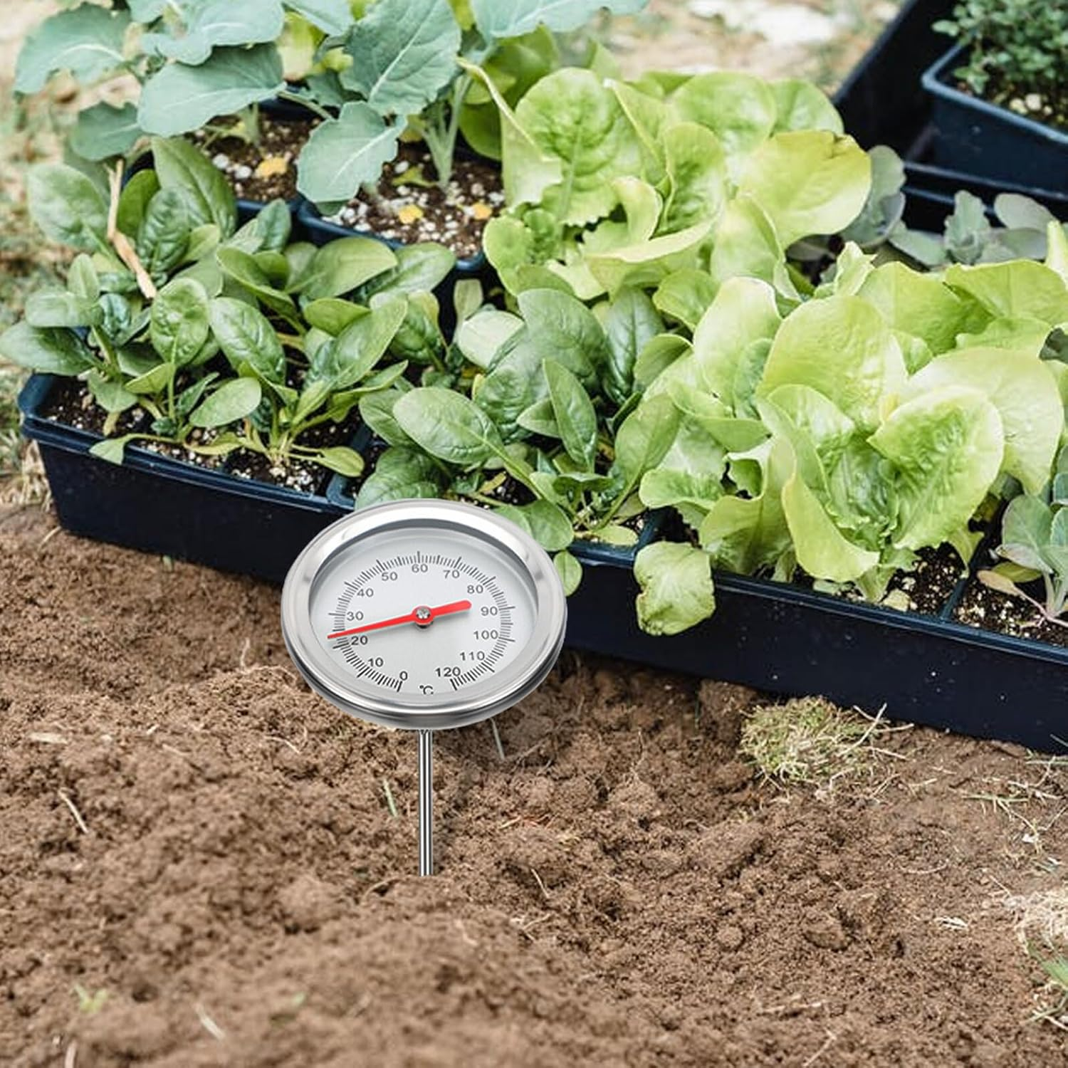 UKCOCO Stainless Steel Compost Thermometer Probe Soil Temperature Measuring Tool for Gardening and Backyard Use Precision Sensor with C to C Range image number 1