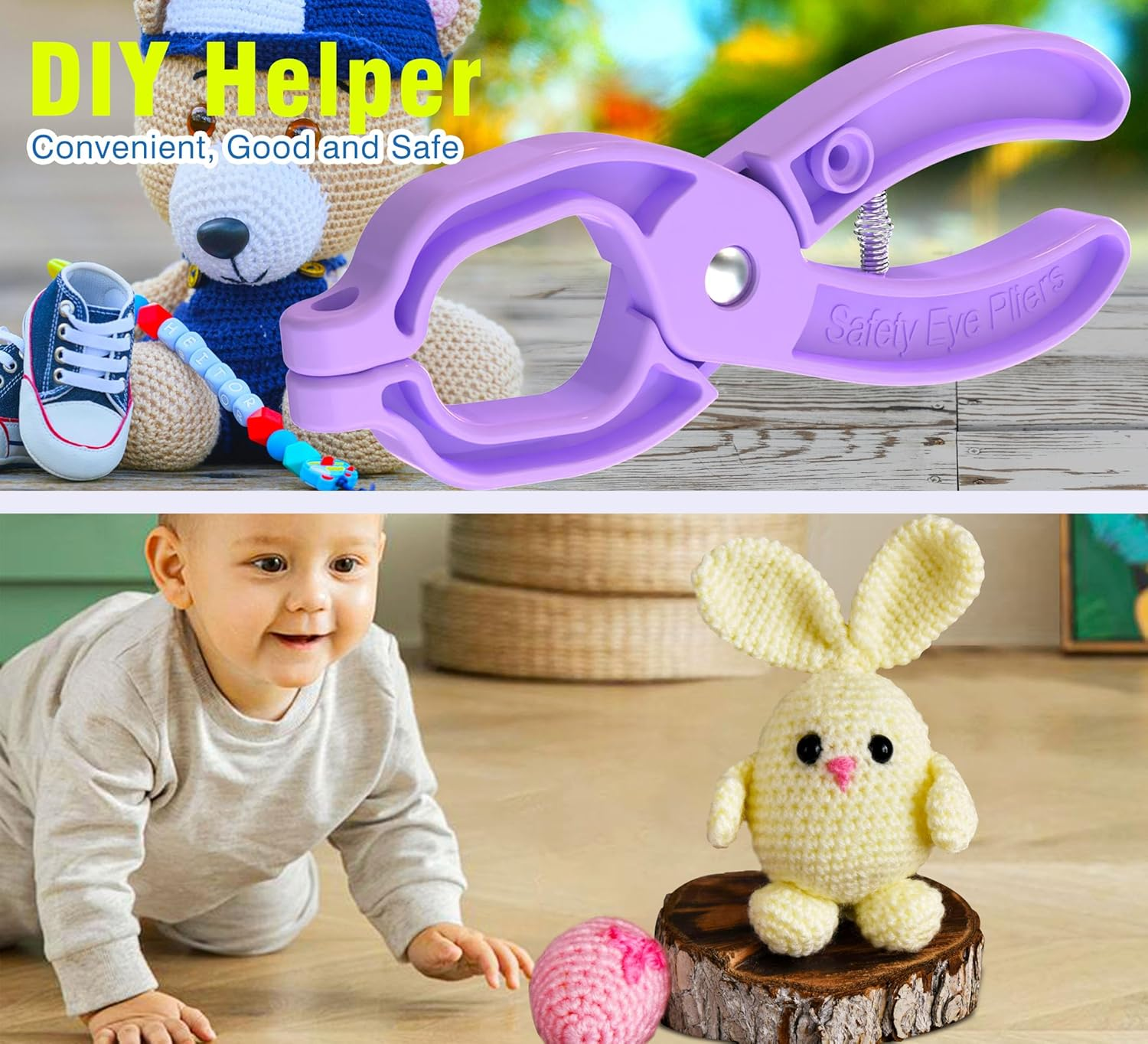 Safety Eye Tool Auxiliary Tool for Attaching Safety Eyes for Crocheting Safety Eyes Crochet Tools for Amigurumi Crochet & Stuffed Animal Eyes Making Supplies Tool（Purple） - Purple image number 3