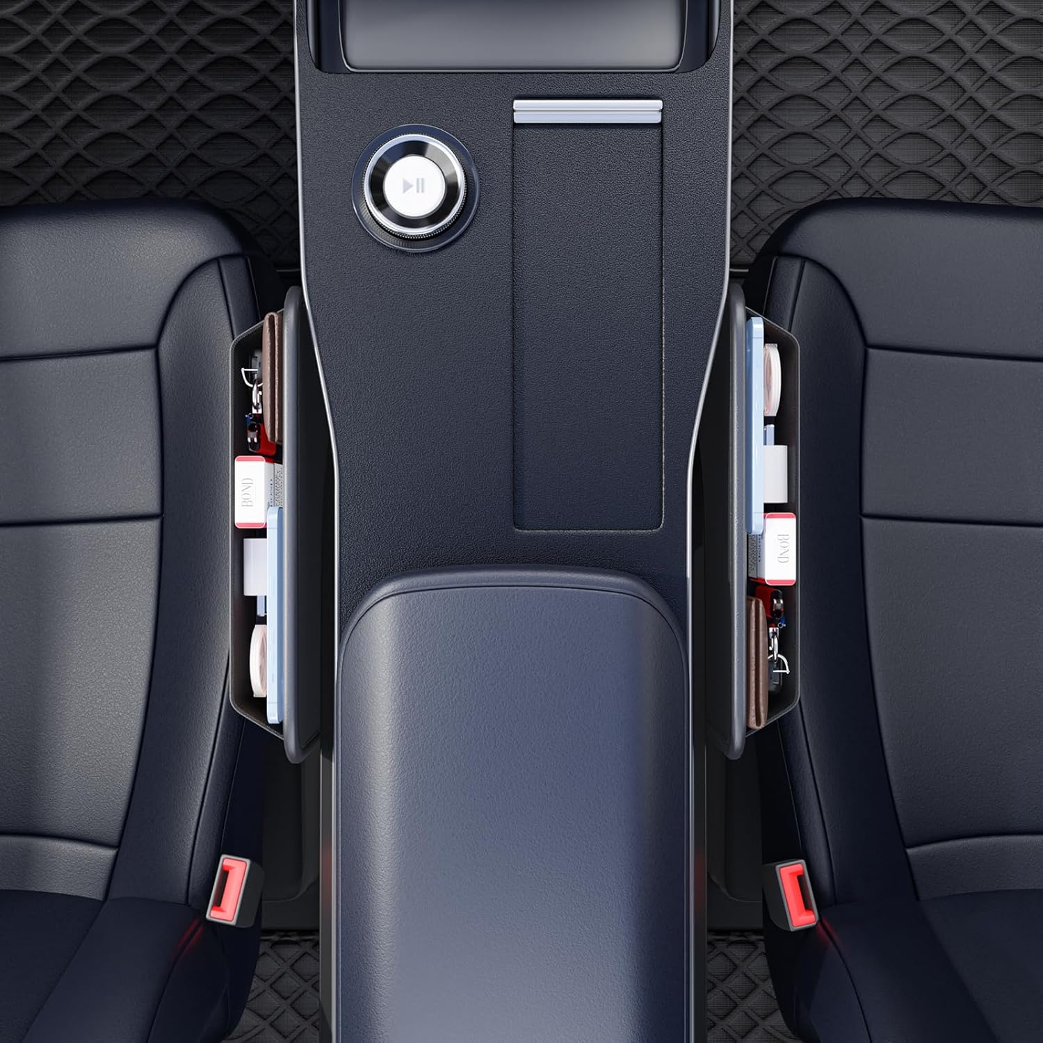 Car Seat Gap Filler Leather Car Box Organizers and Storage Front Seats Interior Automotive Essentials - Car Accessories for Phones, Glasses, Keys, Cards-1 Pack1 image number 5