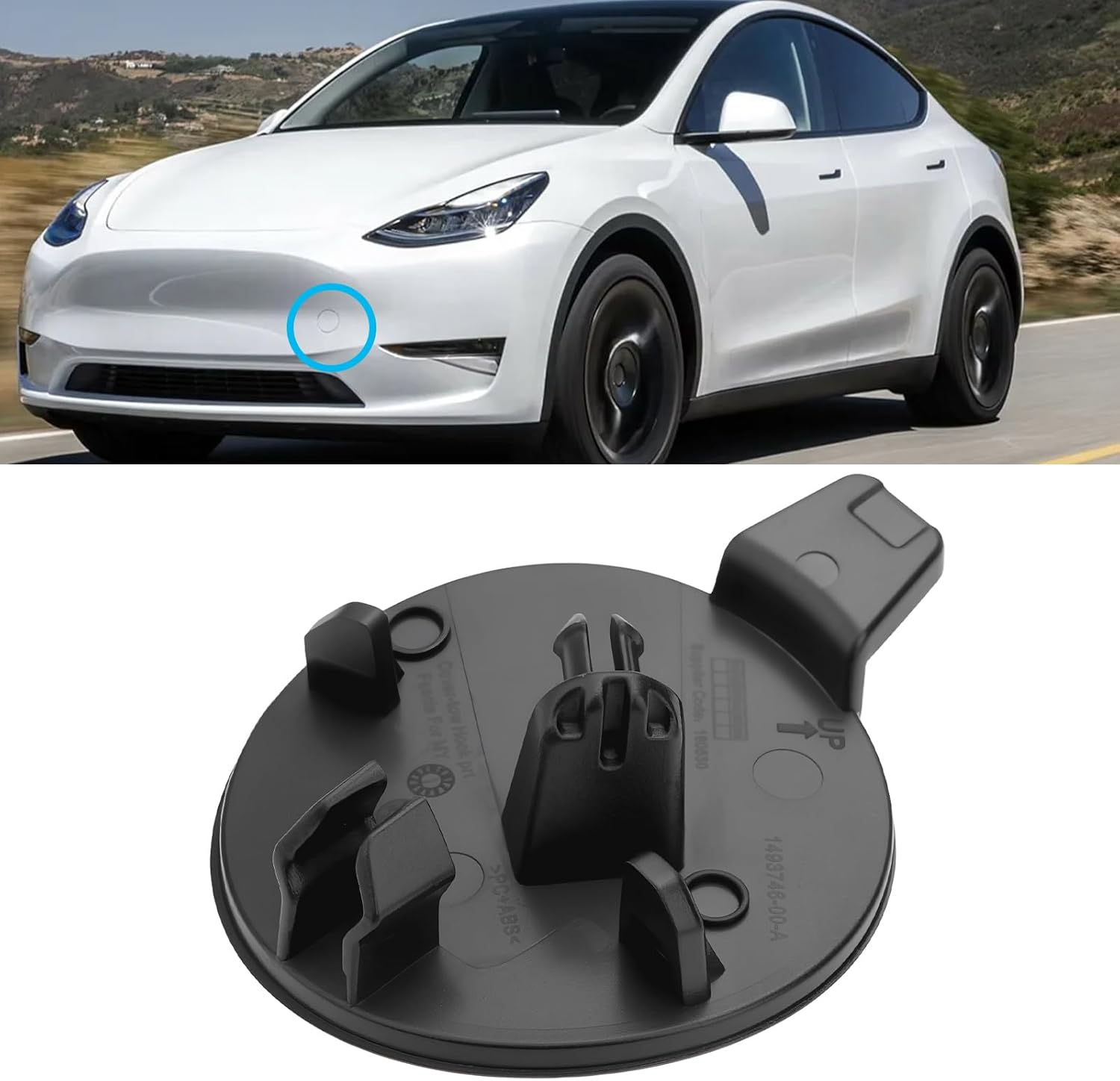 Emagtech Front Bumper Tow Hook Cover 1493746-00-A Compatible with Tesla Model Y 2020-2022, Grey image number 4