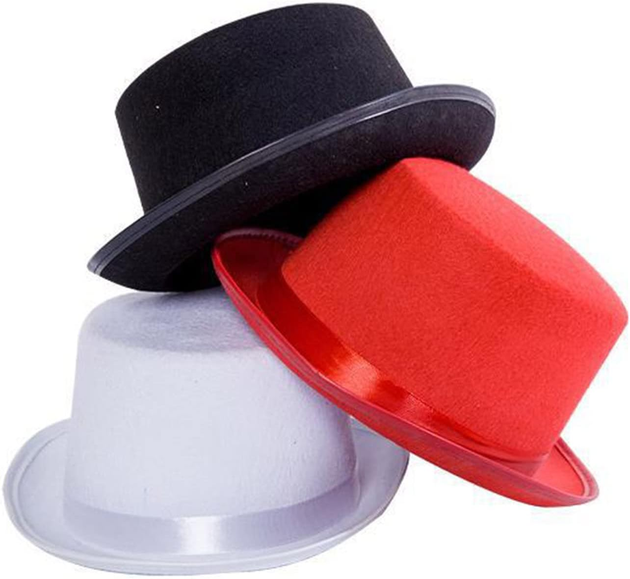 Oxtxuzdm Top Hat for Adult/Children Cylinder Magician Party Costume Fedora for Carnival Rave Party Womens Felt Hats with Brim Mens with Brim for Women Large Heads Solid Color Hat Floppy for Women - Black Children image number 3