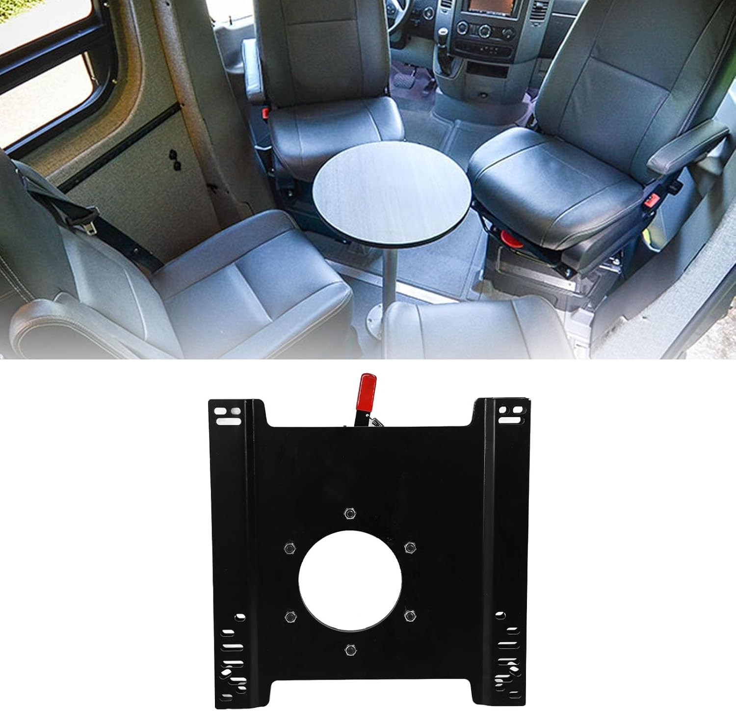 Swivel Seat Base, 360 Degree Rotation Passenger Side Seat Swivel Base, Car Seat Mount Plate for Sprinter, Transit, T5 T6, Heavy Duty Carbon Steel Seat Rotating Base for RV Boat image number 6