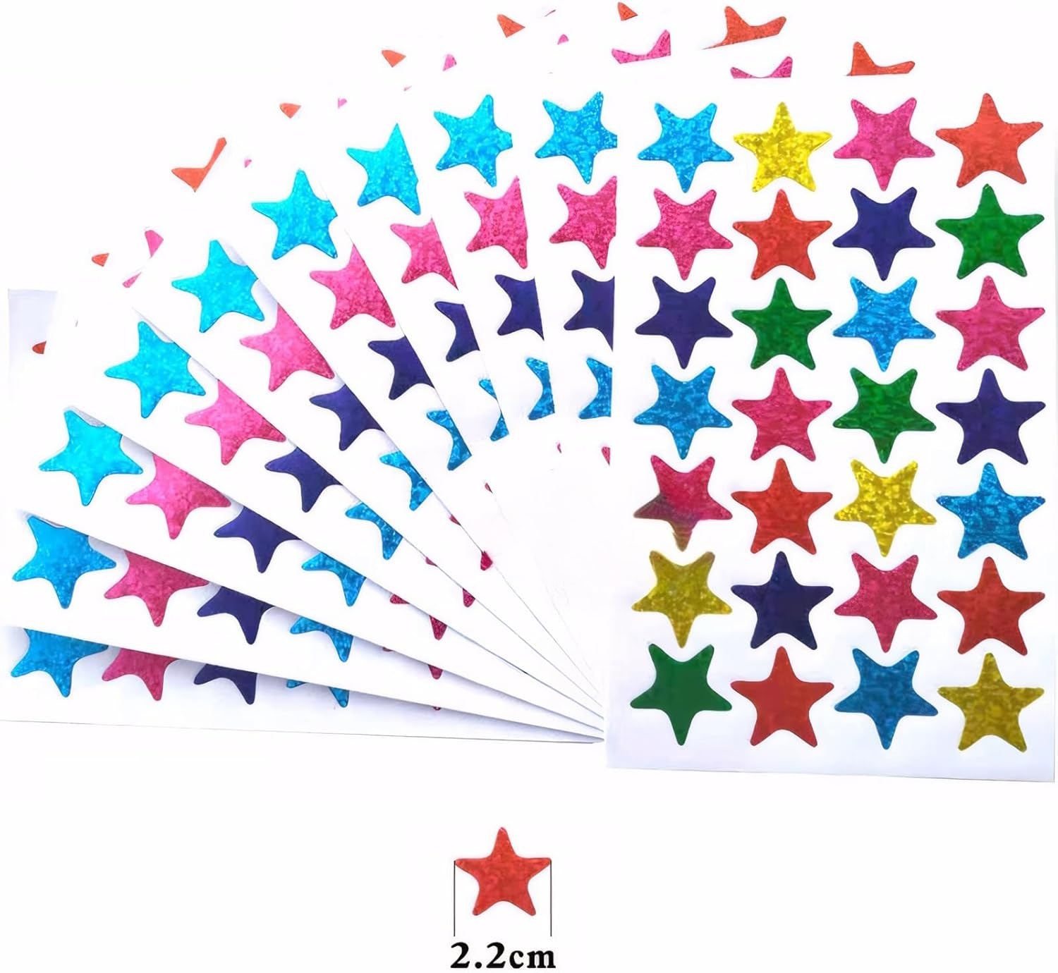 1120 Pcs Sparkly Reward Star Stickers, Glitter Shiny Teacher Star Stickers (Multi-Color, 2.2 Cm) image number 3