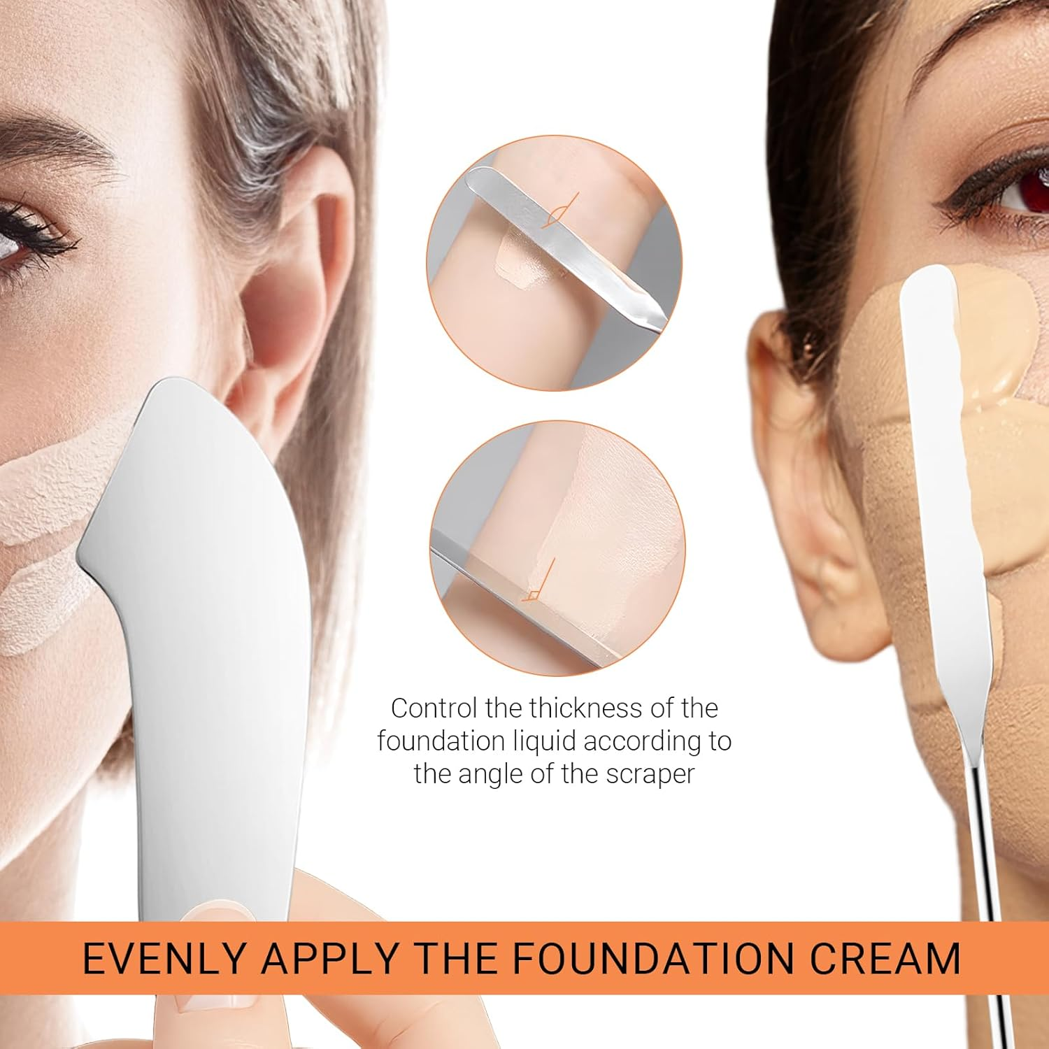 INCAUCA Foundation Mixing Palette with Make up Spatula Tool, Metal Makeup Mixing Tray Mixer, Foundation Plate for Liquid Makeup, Nail Blending, Cosmetic Scoop Skin Scraper for Skincare Facial Beauty image number 2