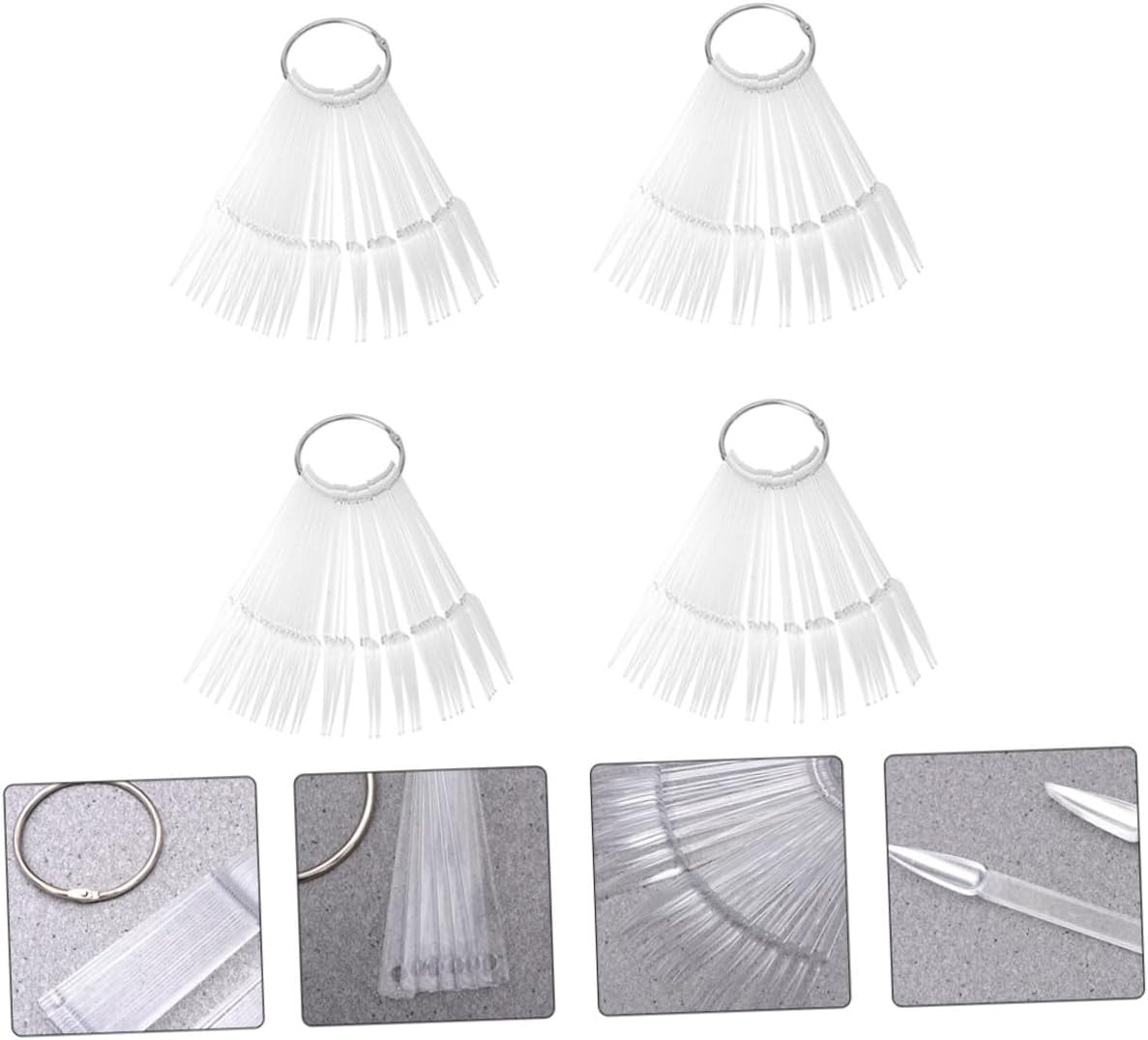 HAMPPLIES 160Pcs Fan Shaped Transparent Nail Piece Color Board for Manicure Practice False Tips Display Multipurpose Nail Salon Tool for Polish Color Display and Art Training image number 5