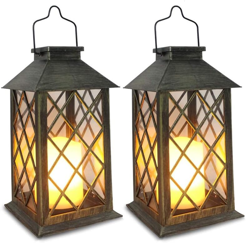 Clearhill 2Pack Solar Garden Lanterns Outdoor, 28Cm*14Cm*2 Waterproof Garden Lanterns with Flickering Flameless Candle, Auto On/Off, Ideal for Patio, Yard, Lawn Decor image number 3