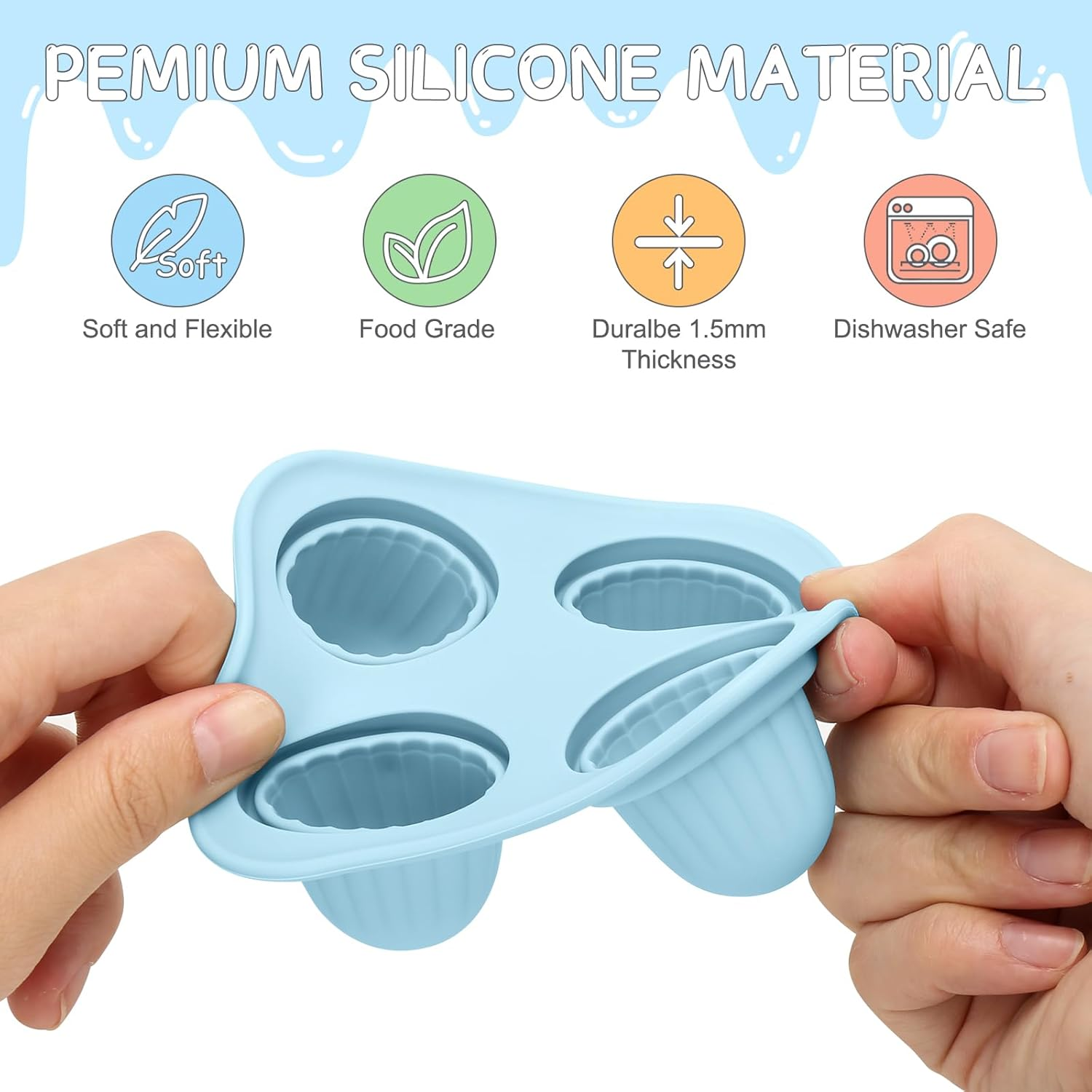 Silicone Popsicle Molds - Bpa-Free Ice Lolly Moulds for Kids & Adults, Reusable Freezer Treat Makers with 4 Sticks (Blue) - Perfect for Homemade Ice Pops, Yogurt & Juice Bars