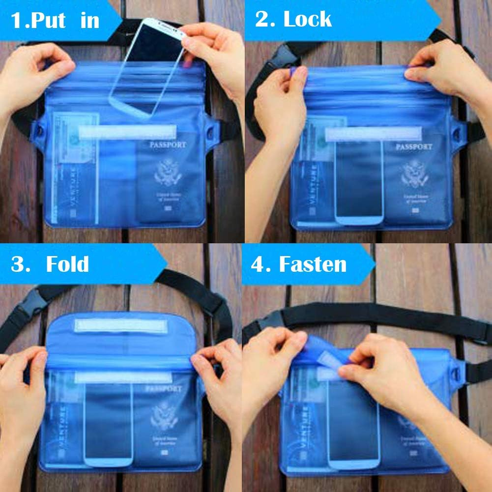 KINGDOO Waterproof Bags with Waist Shoulder Strap Best Dry Pouch Case to Keep Phone and Valuables Dry and Safe Perfect for Boating Swimming Snorkeling Kayaking Beach Water Parks&hellip; - Black image number 5