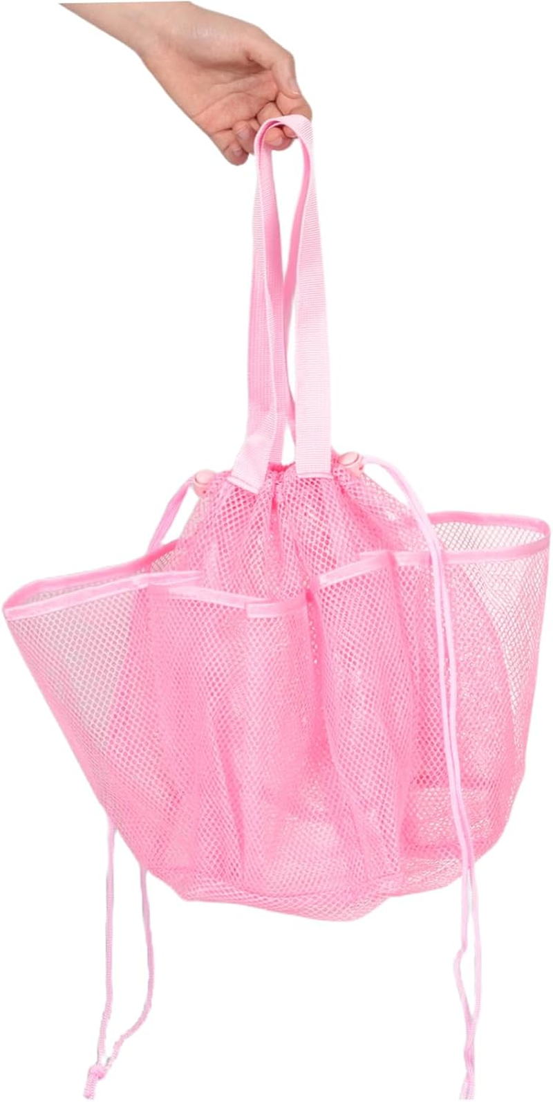 CALLARON Portable Mesh Storage Bag Cute Toiletry Bag Mesh Drawstring Pockets for Travel Makeup Beach Swimming and Daily Essentials Organizer image number 2