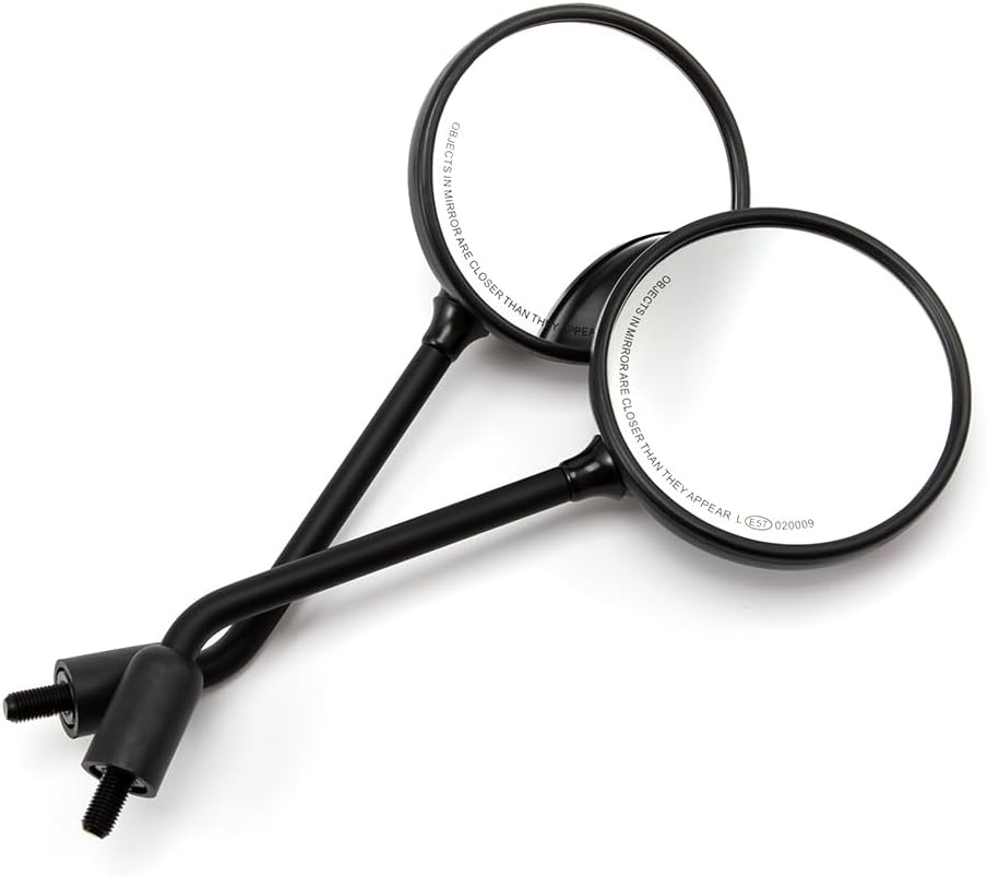 Motorcycle Rear View Mirror, Classic Retro round Handlebar Side Mirror with 8Mm 10Mm Screws and Metal Shafts for ATV Scooter Dirt Bike Cruiser