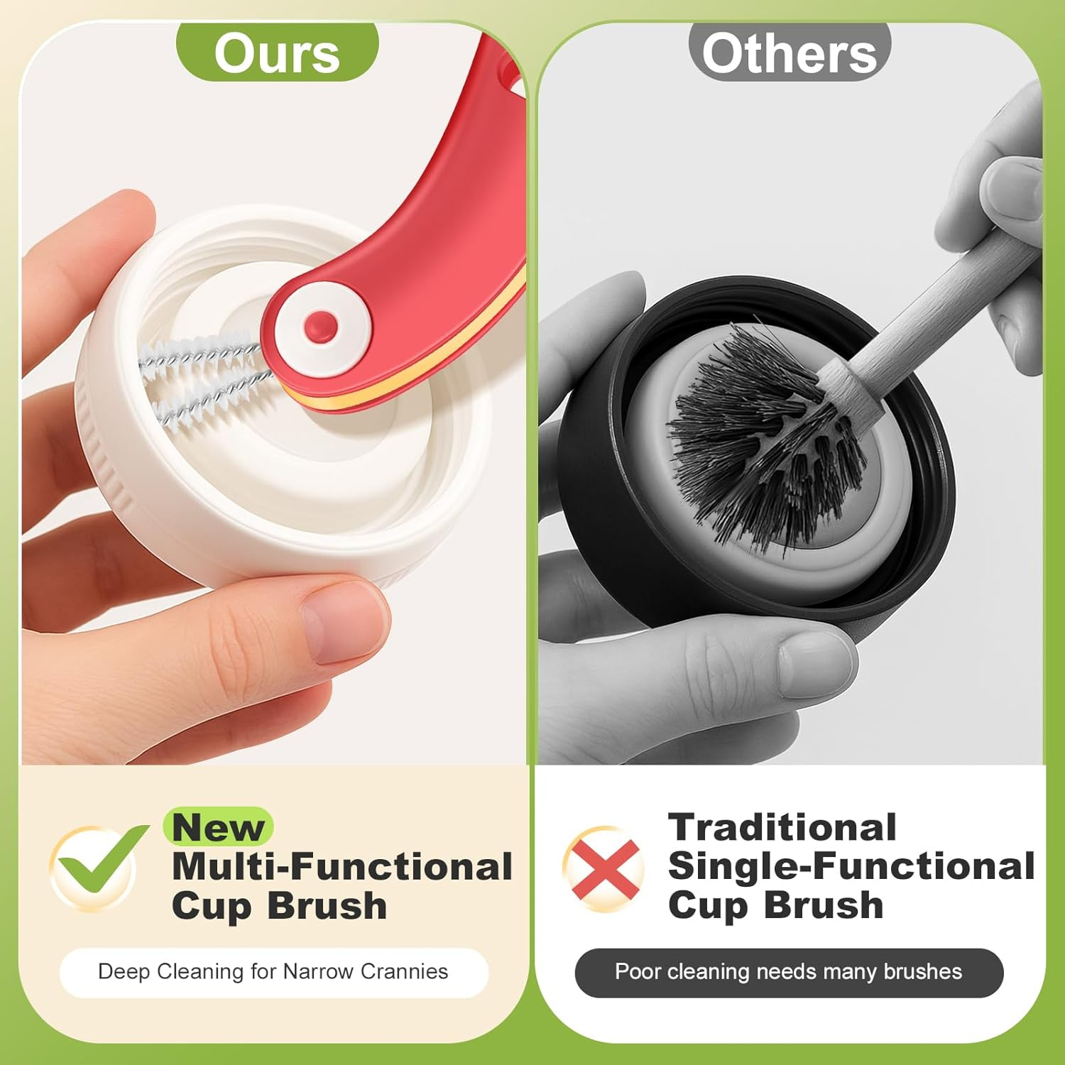 3 in 1 Cup Lid Cleaning Brush 4 Pack - Multifunctional Cleaning Brush Set for Tight Spaces, Bottle Gaps & Travel Mugs | Portable Durable Cup Lid Cleaner Tools with 4 Assorted Colors (Home Kitchen Use) image number 4