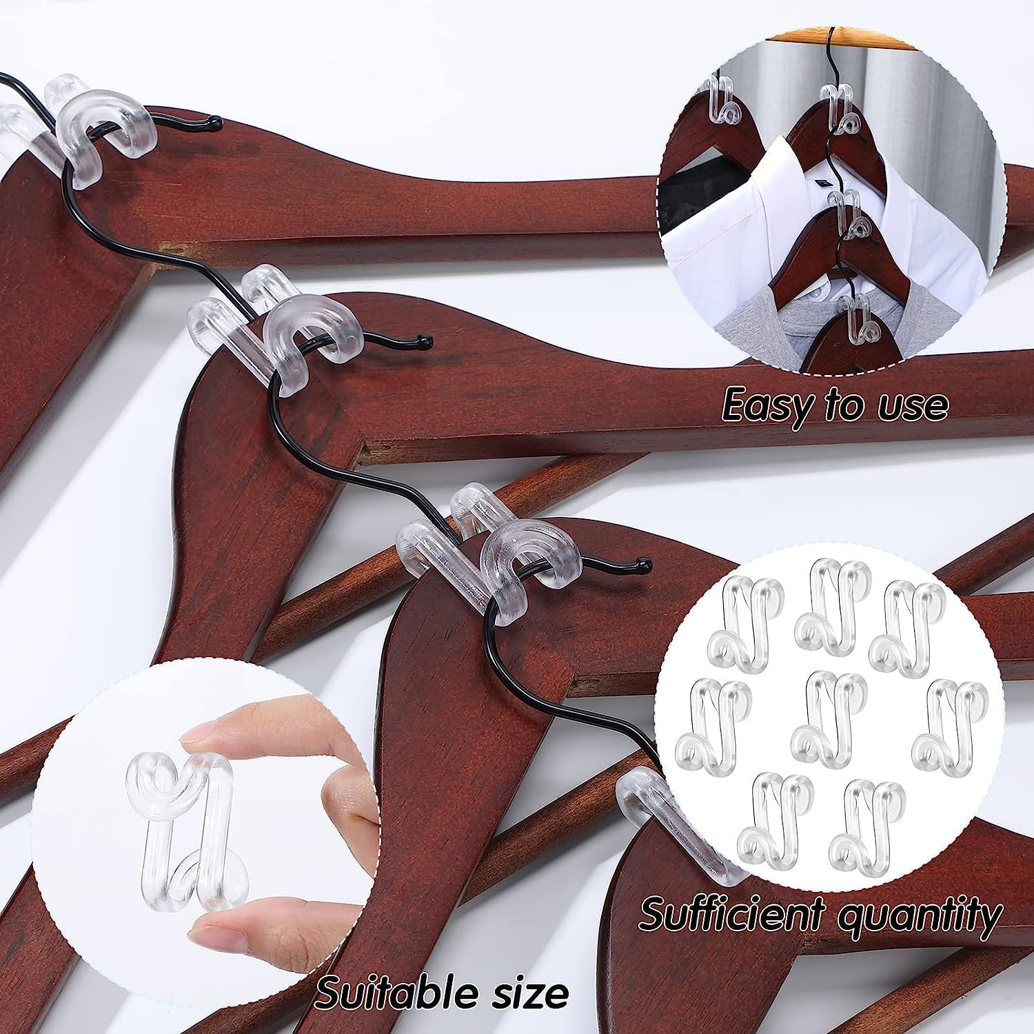 50 Pcs Mini Clothes Hanger Connector Hooks White Heavy Duty Closet Organizer Space Saver Plastic Extenders Accessory Cascading Connection Shirt Wardrobe - White image number 6