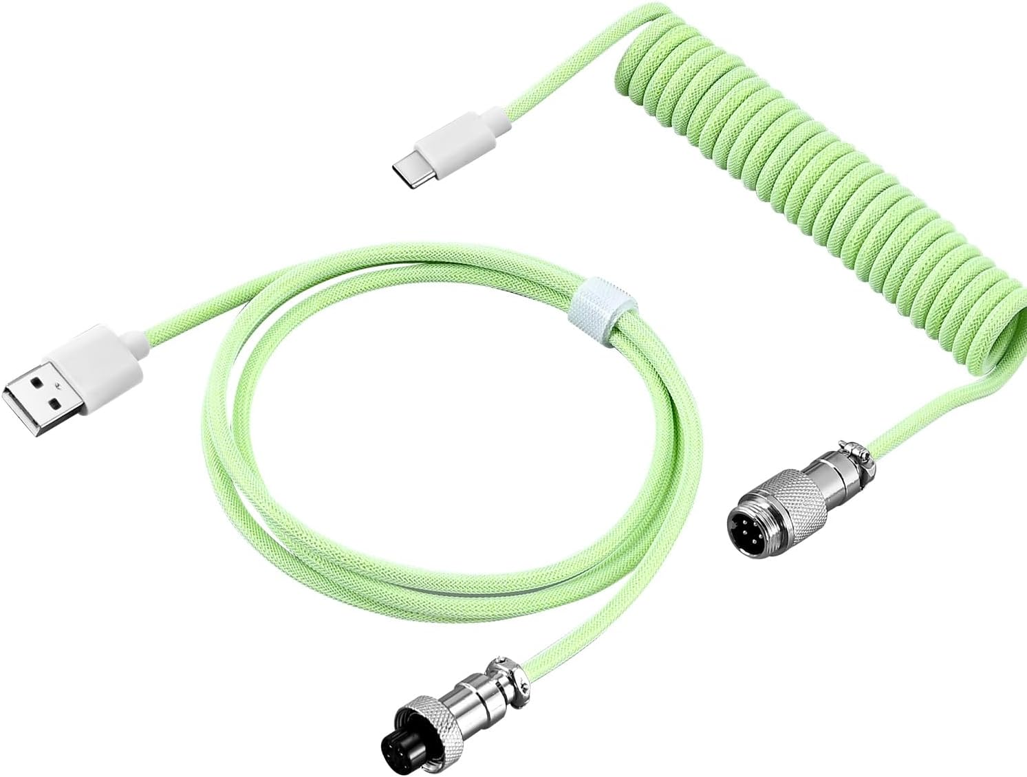 Coiled Keyboard Cable, MACHNIVO USB C Cable for Mechanical Gaming Keyboard, Detachable Metal Aviator for Custom Keyboard, PC Gaming Accessory (Jade Green) image number 4
