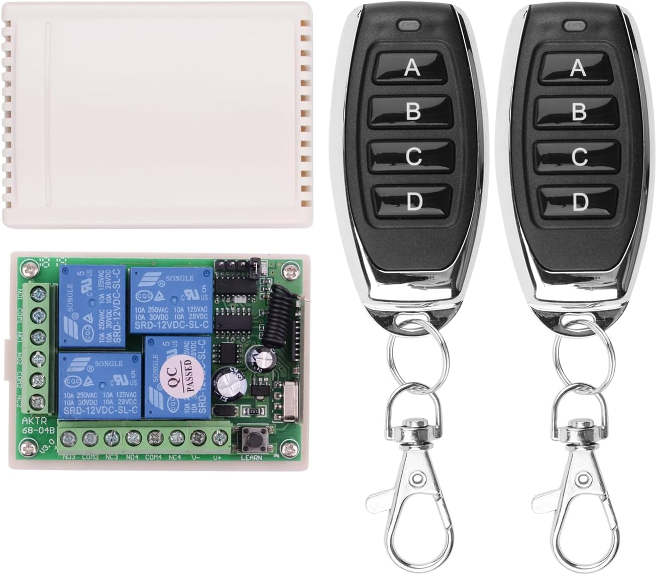 DC 12V 10A Relay Remote Control Switch, 433Mhz 4 CH Universal Remote Control Momentary Wireless Switch for Wireless Control and More image number 1