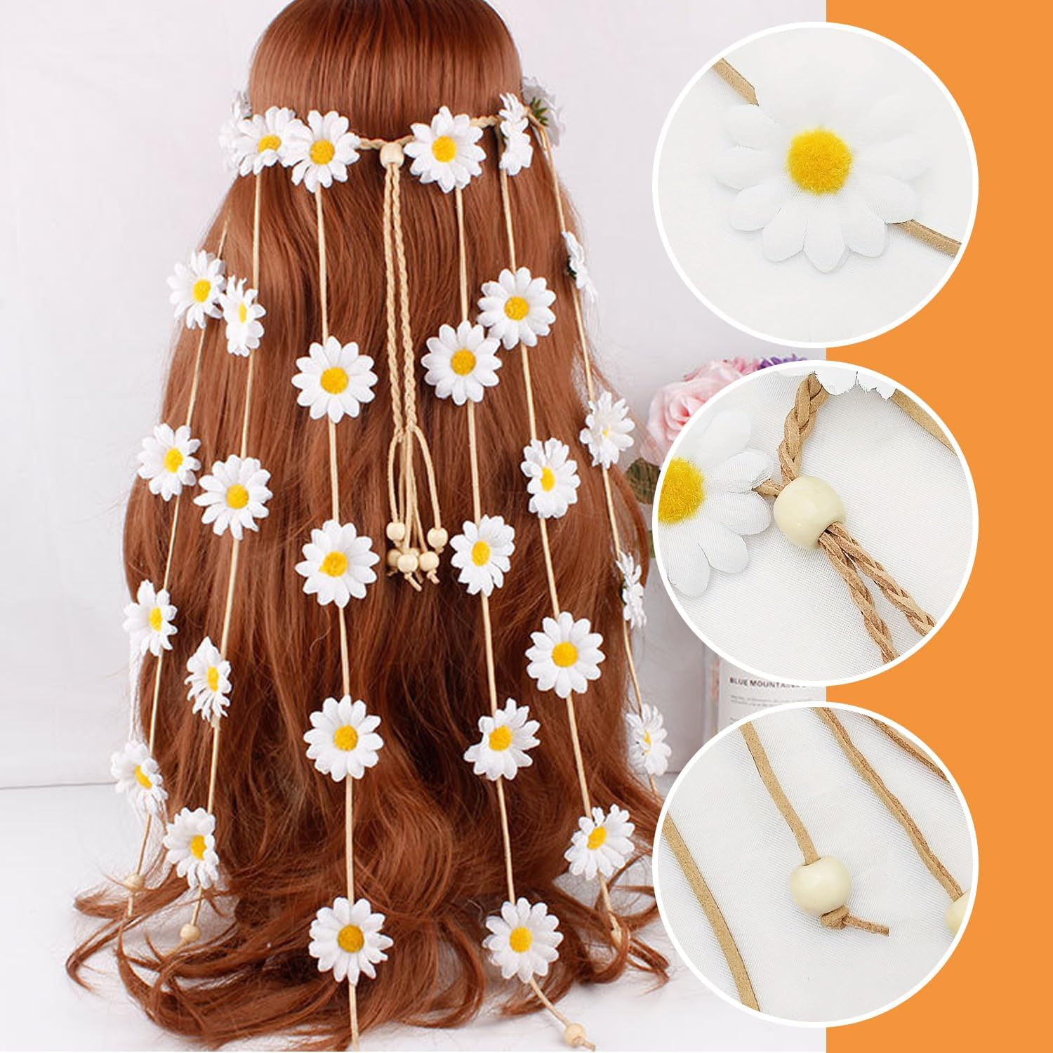 1 Daisy Headpiece and 1 Daisy Necklace, Beach Headpiece, Boho Jewellery, Everyday Versatile Necklace image number 2